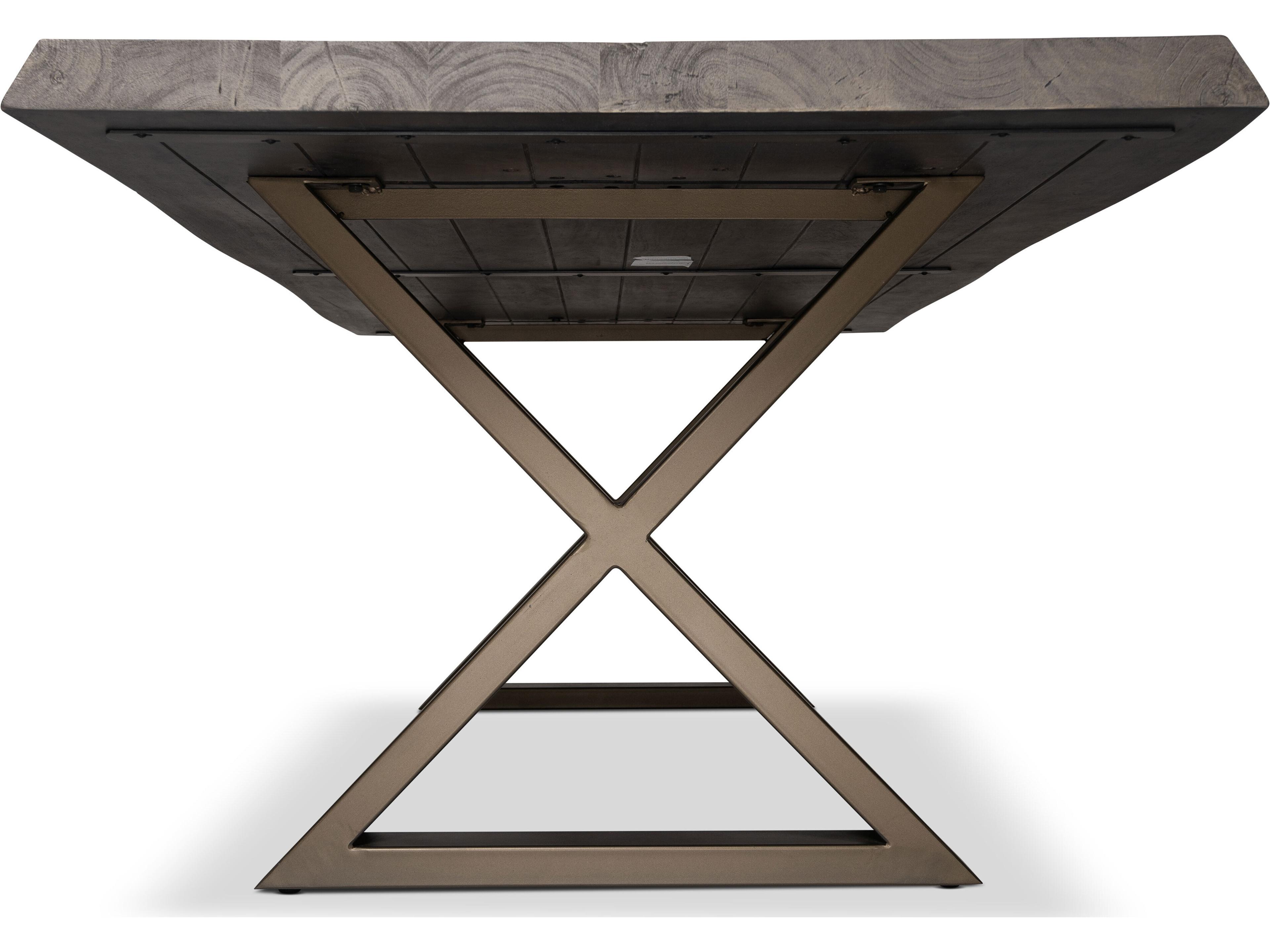 Urbia Brooks Rectangular Wood Sandblasted Grey Brass Dining Table