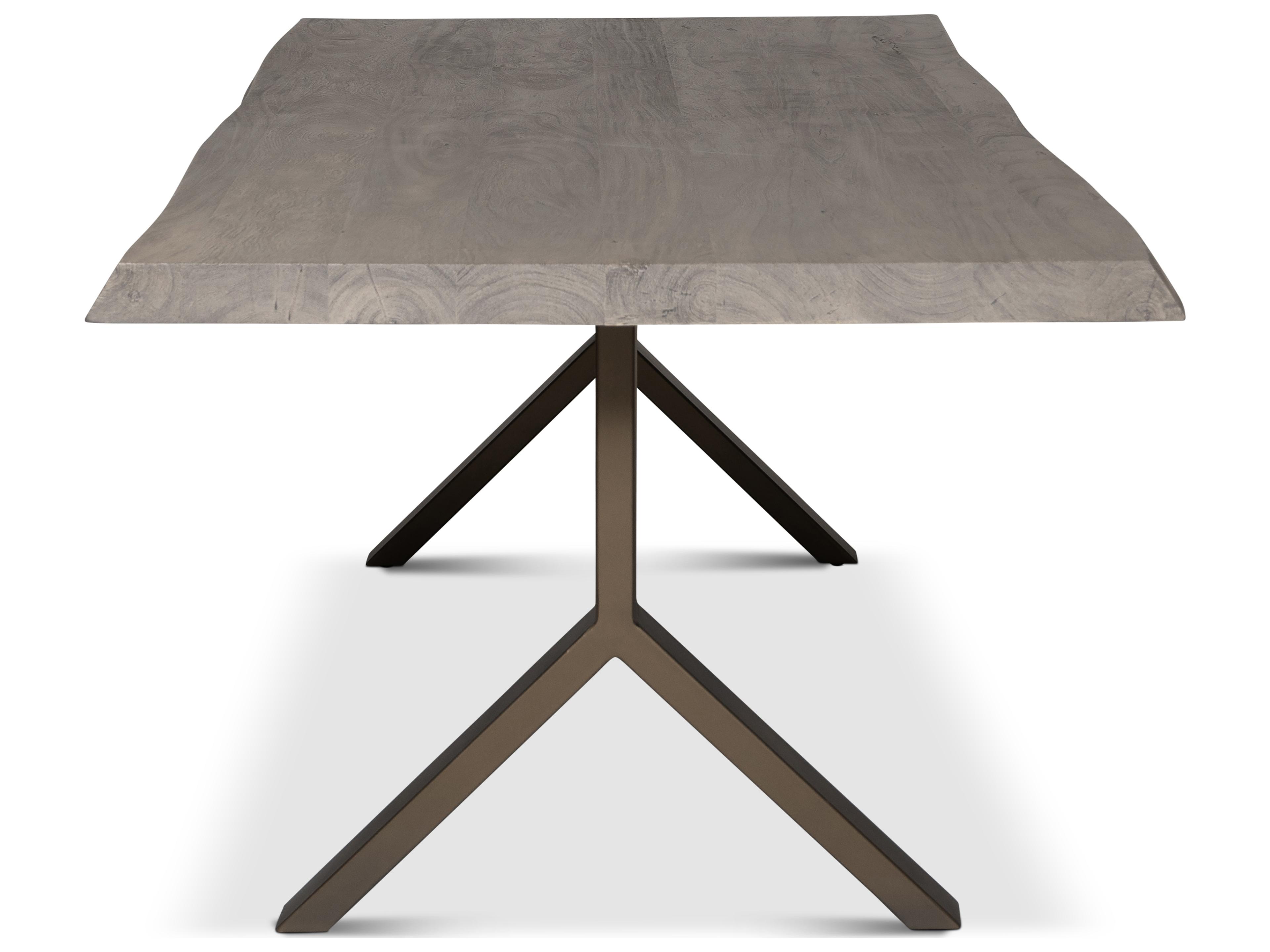 Urbia Brooks Dining Table Y Base Sandblasted Grey Top Brass Base