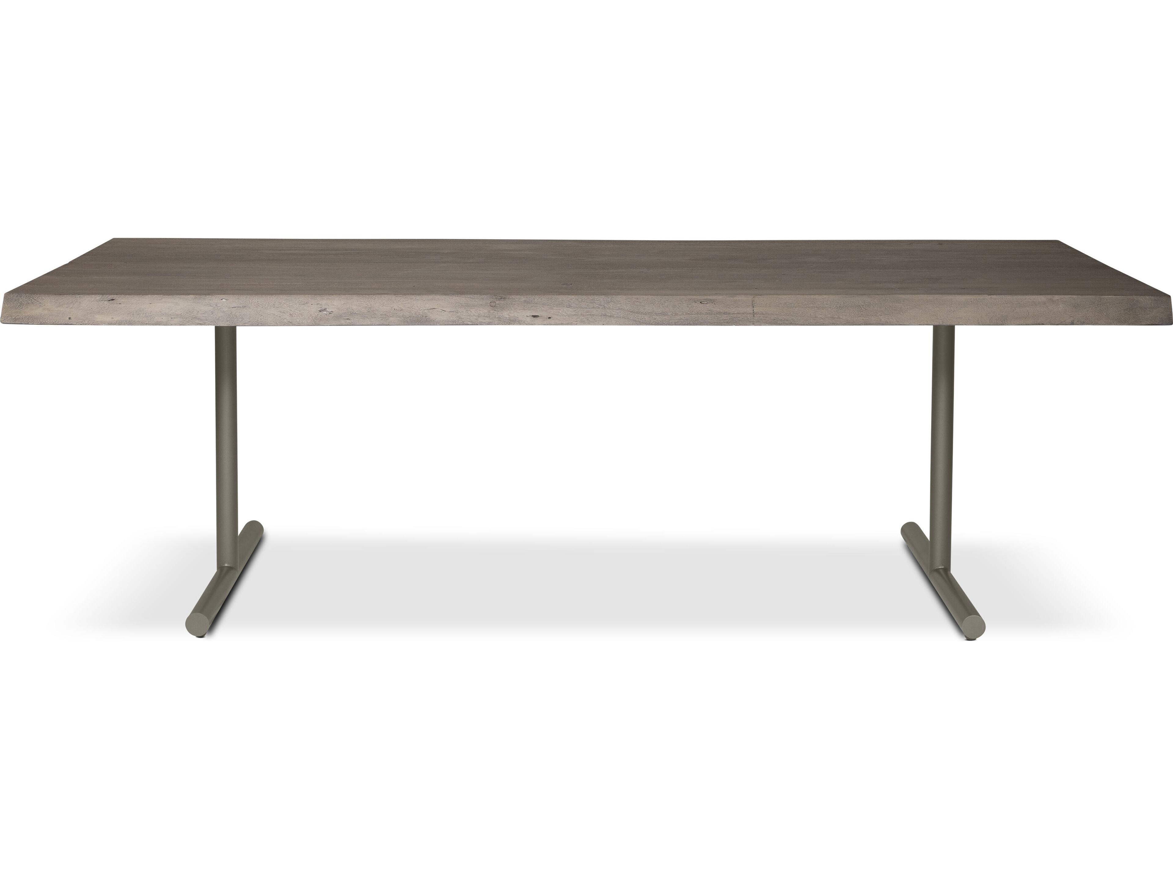 Urbia Brooks Dining Table T Base Sandblasted Grey Top Pewter Base