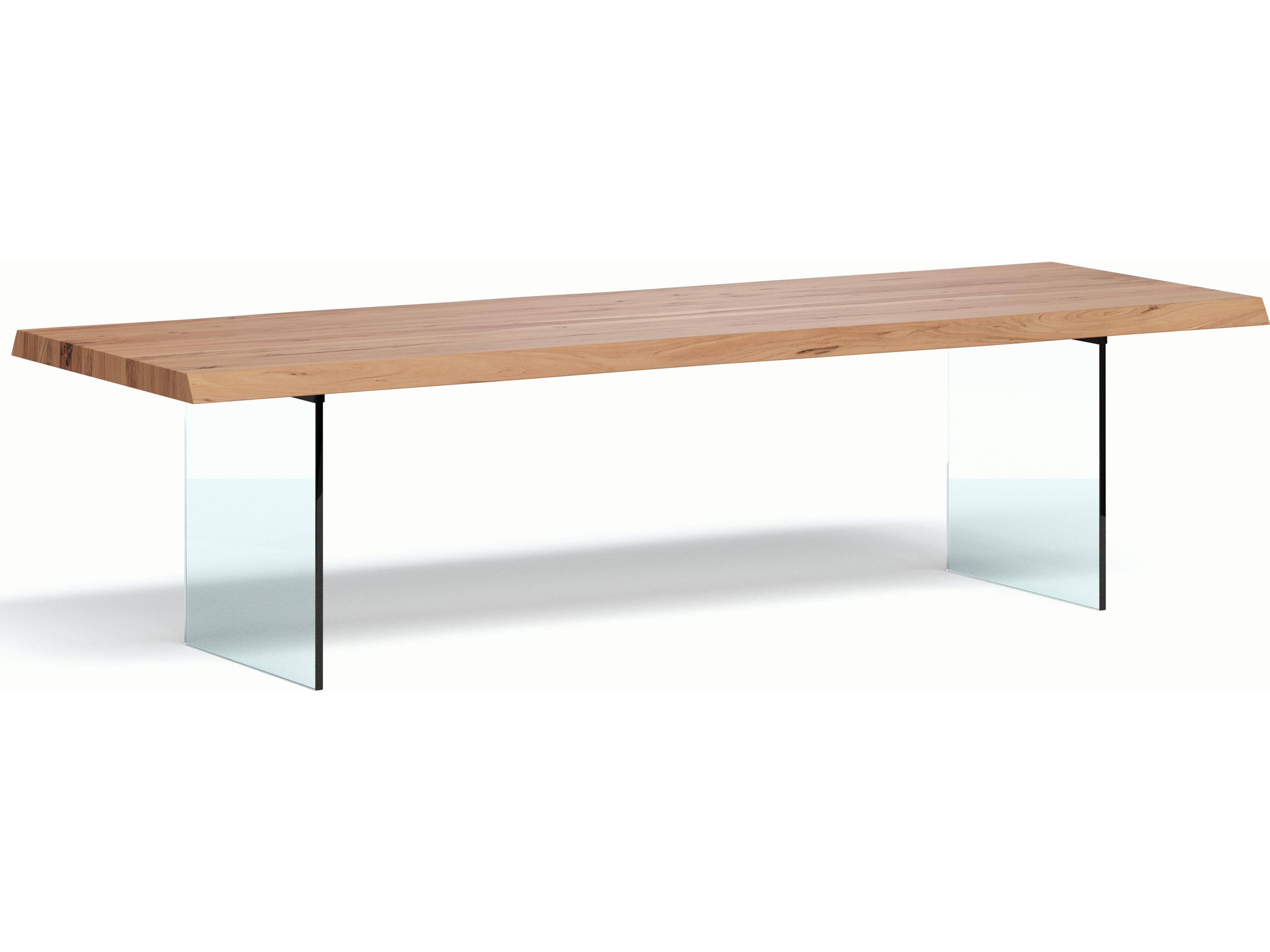 Urbia Brooks Dining Table Glass Base Teak Top Clear Glass Base