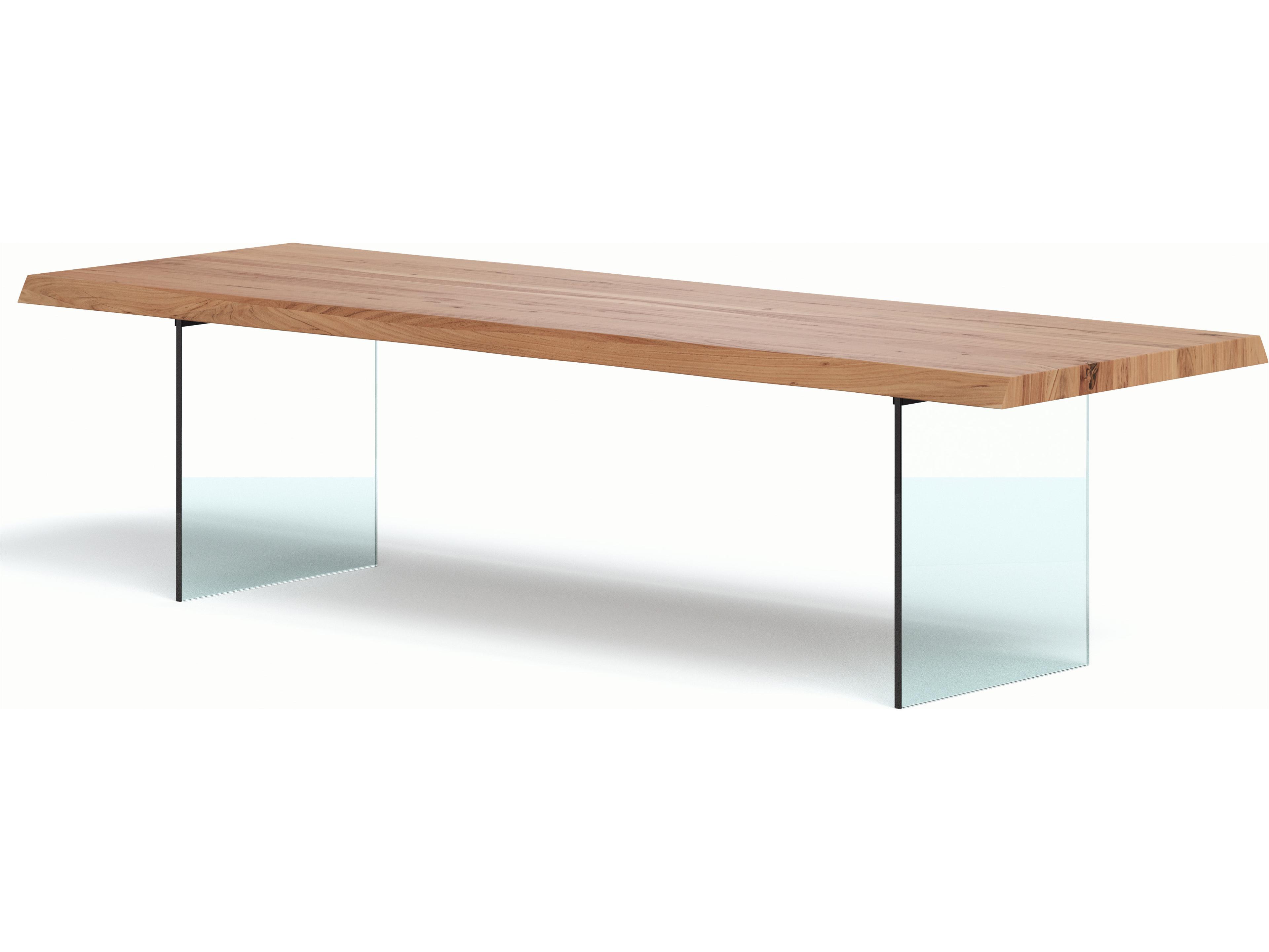 Urbia Brooks Dining Table Glass Base Teak Top Clear Glass Base