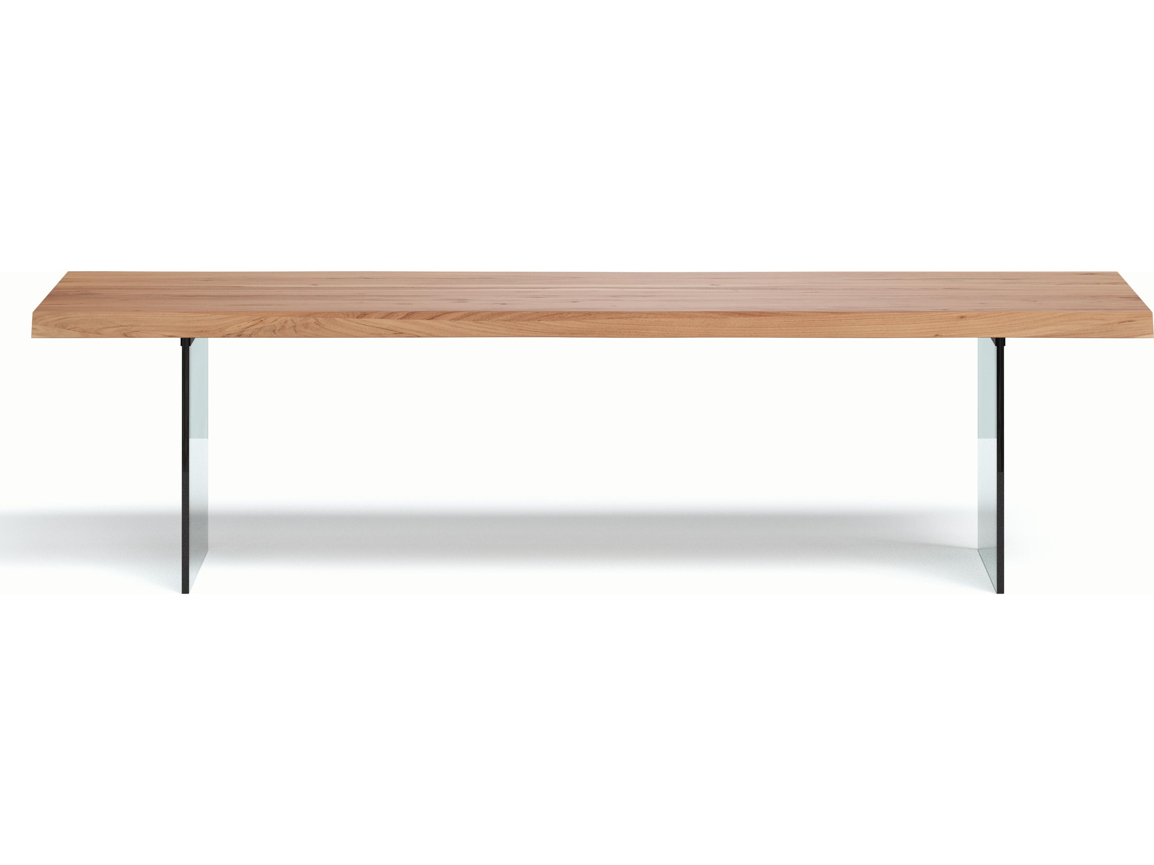 Urbia Brooks Dining Table Glass Base Teak Top Clear Glass Base