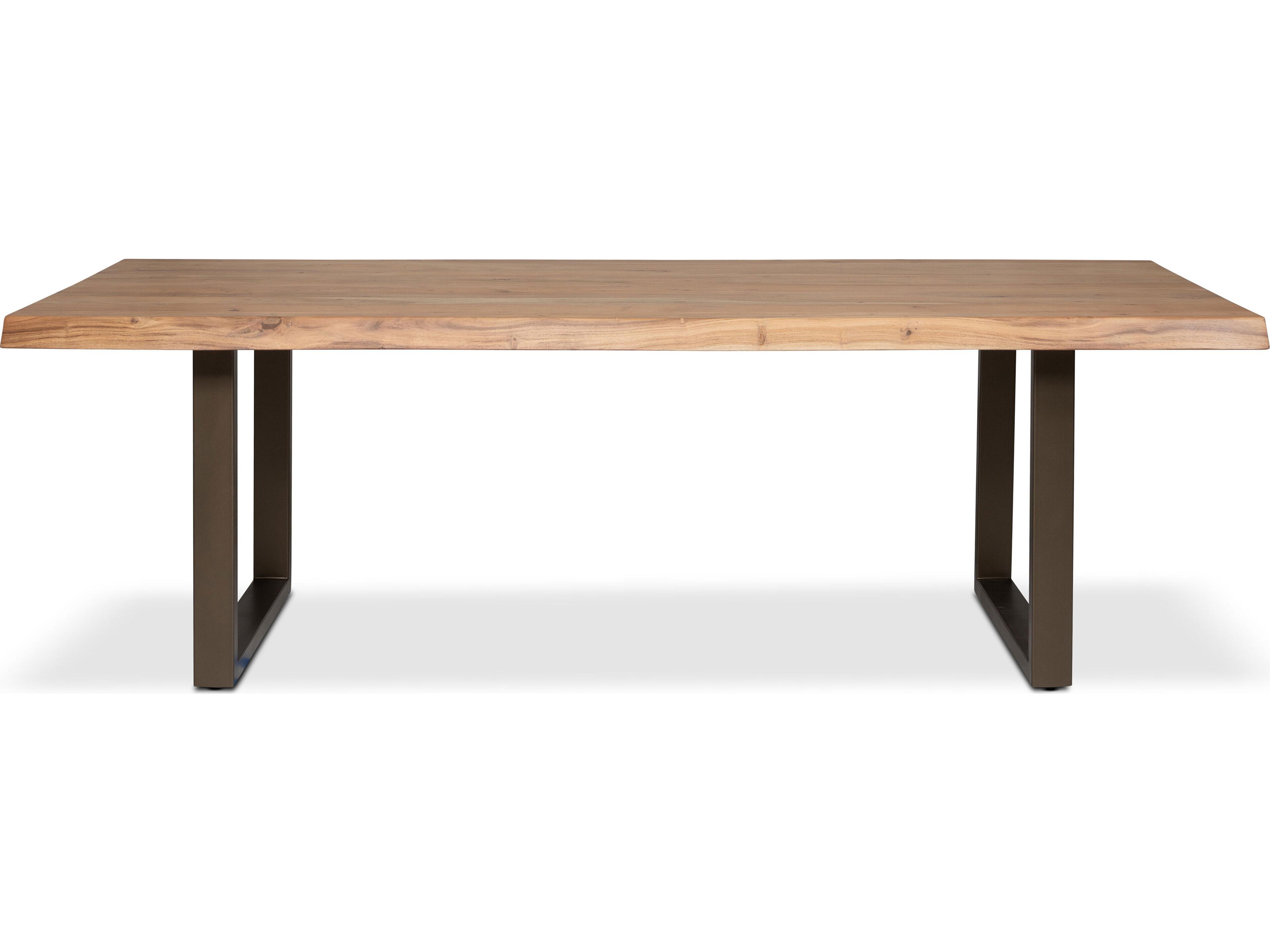 Urbia Brooks Dining Table U Base Teak Top Brass Base