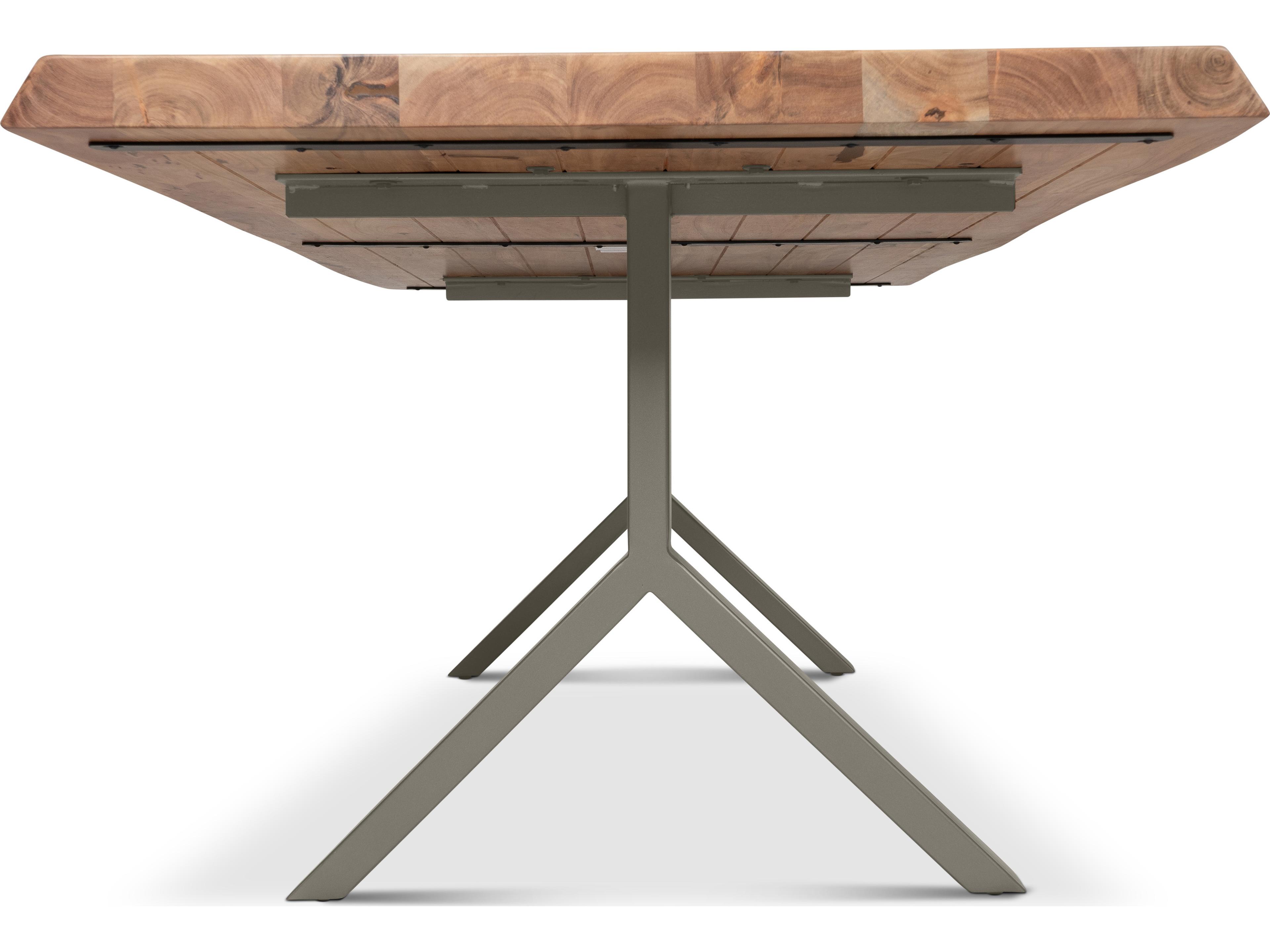 Urbia Brooks Dining Table Y Base Teak Top Pewter Base