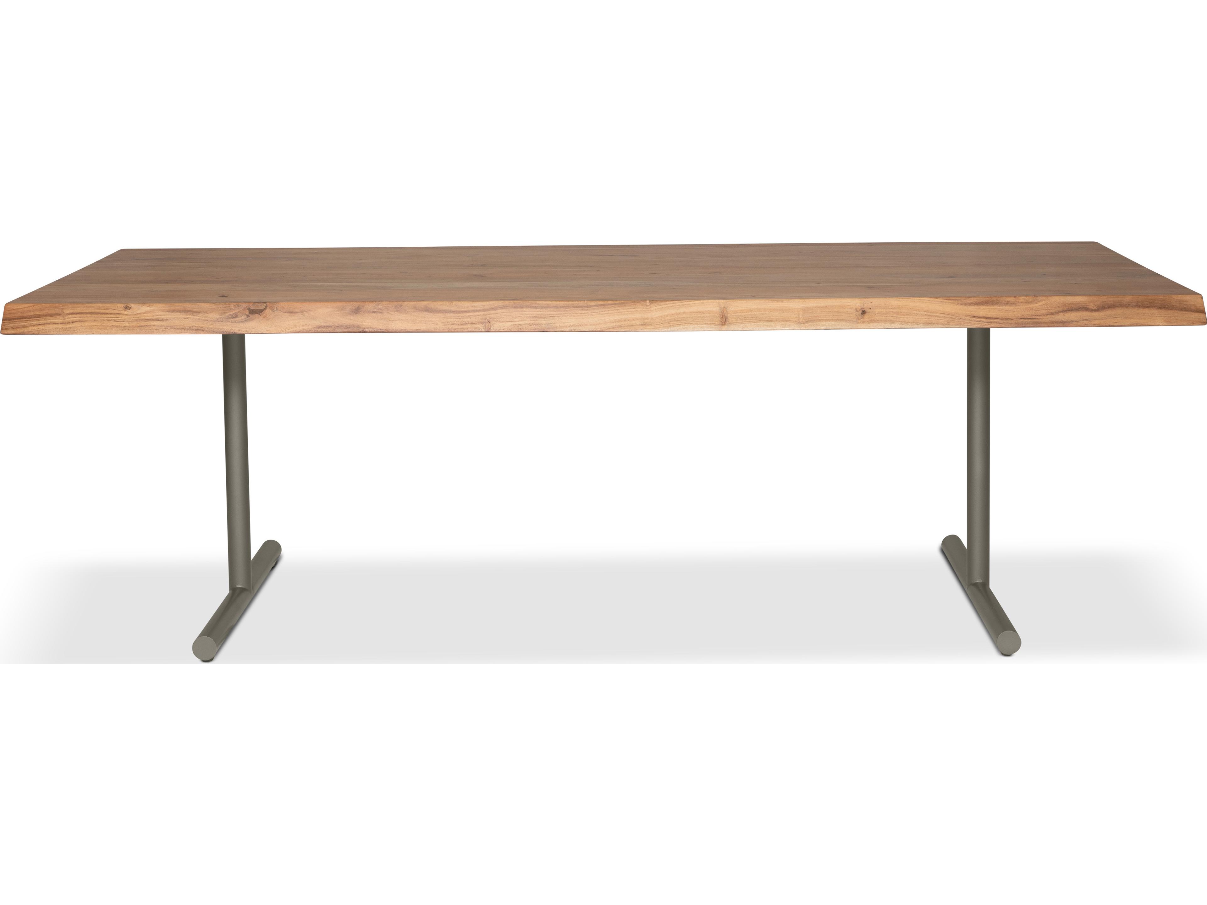 Urbia Brooks Dining Table T Base Teak Top Pewter Base