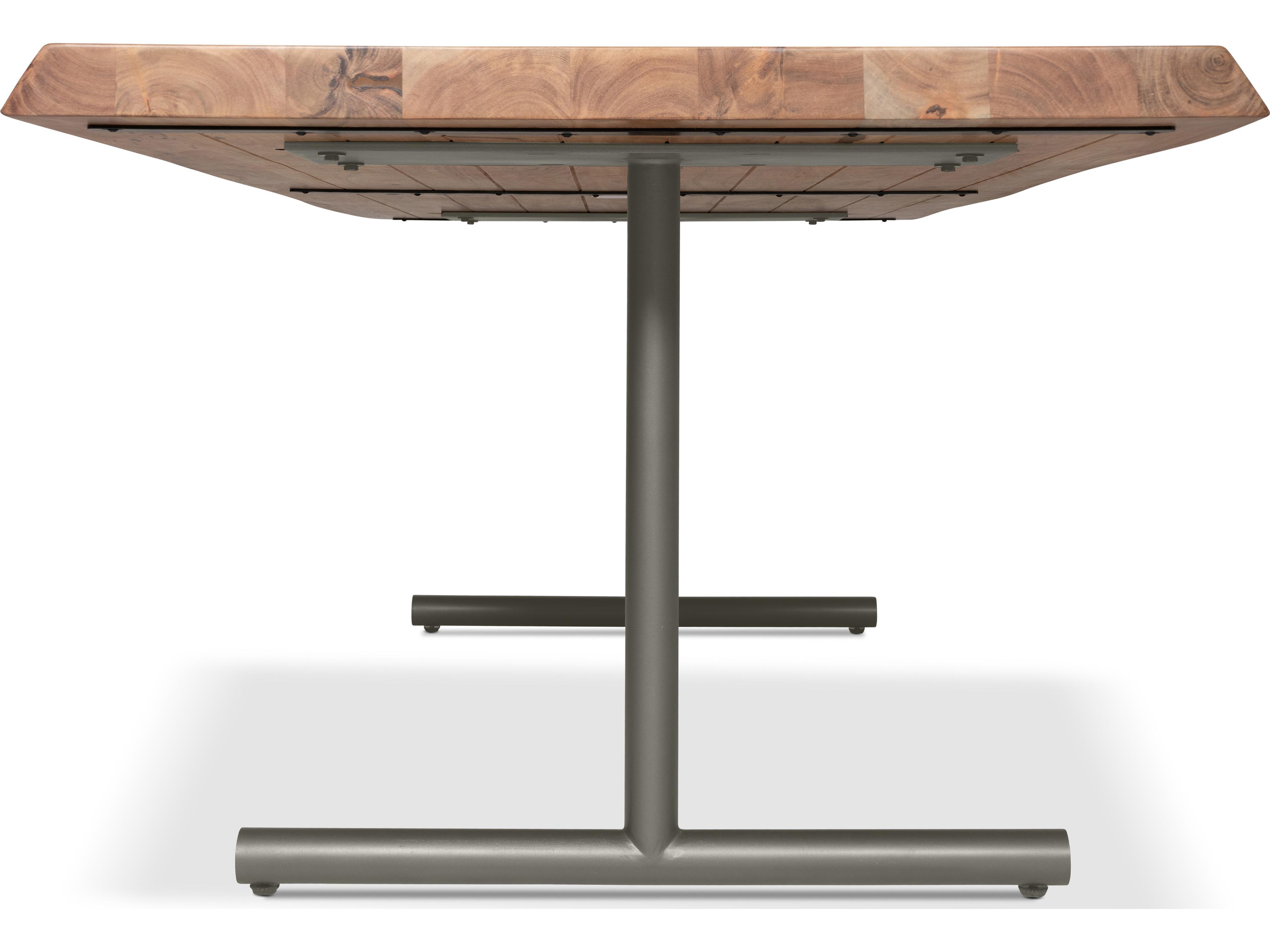 Urbia Brooks Dining Table T Base Teak Top Pewter Base