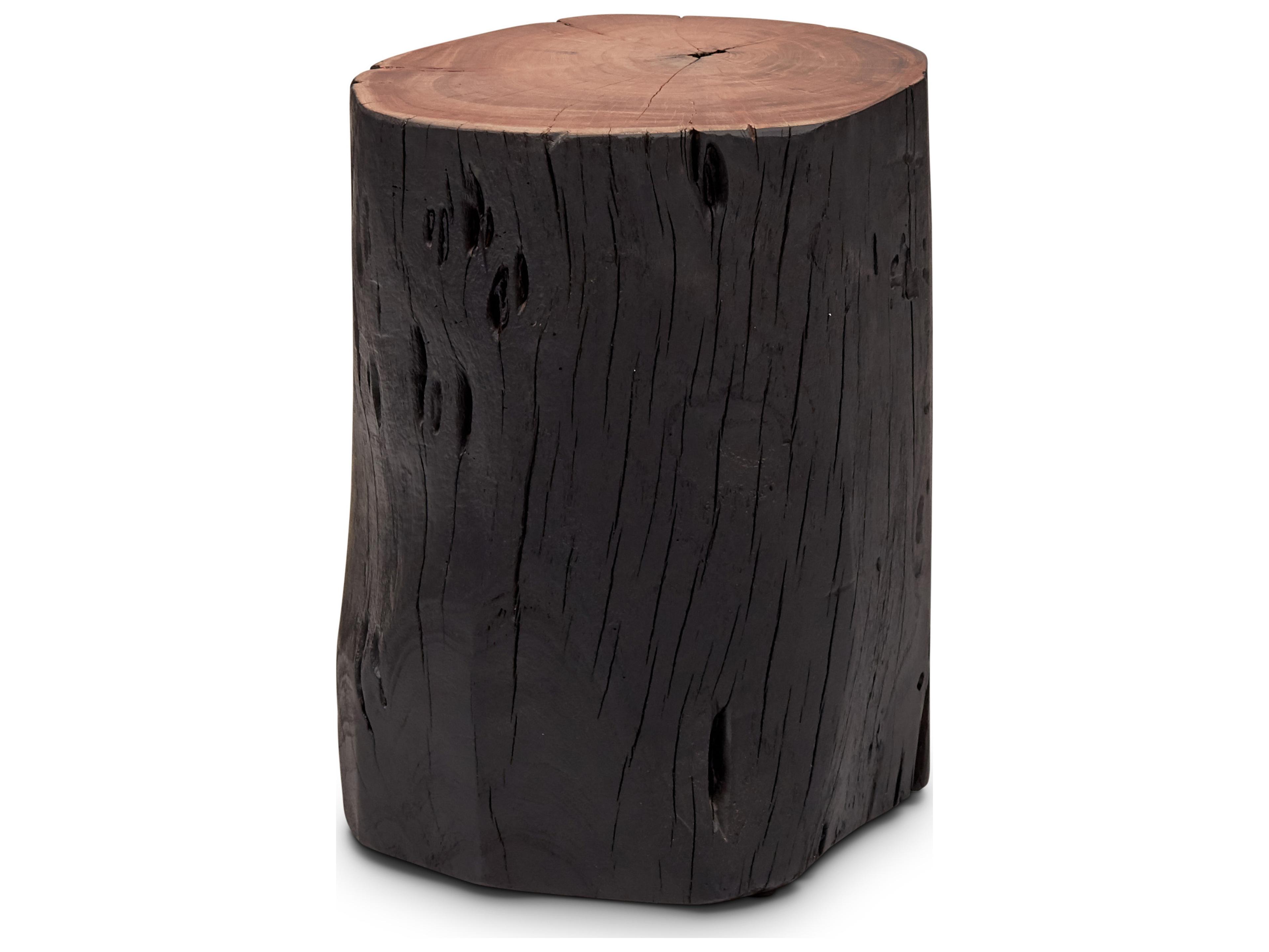 Brooks Solid Wood Stump Stool Ebonized Black