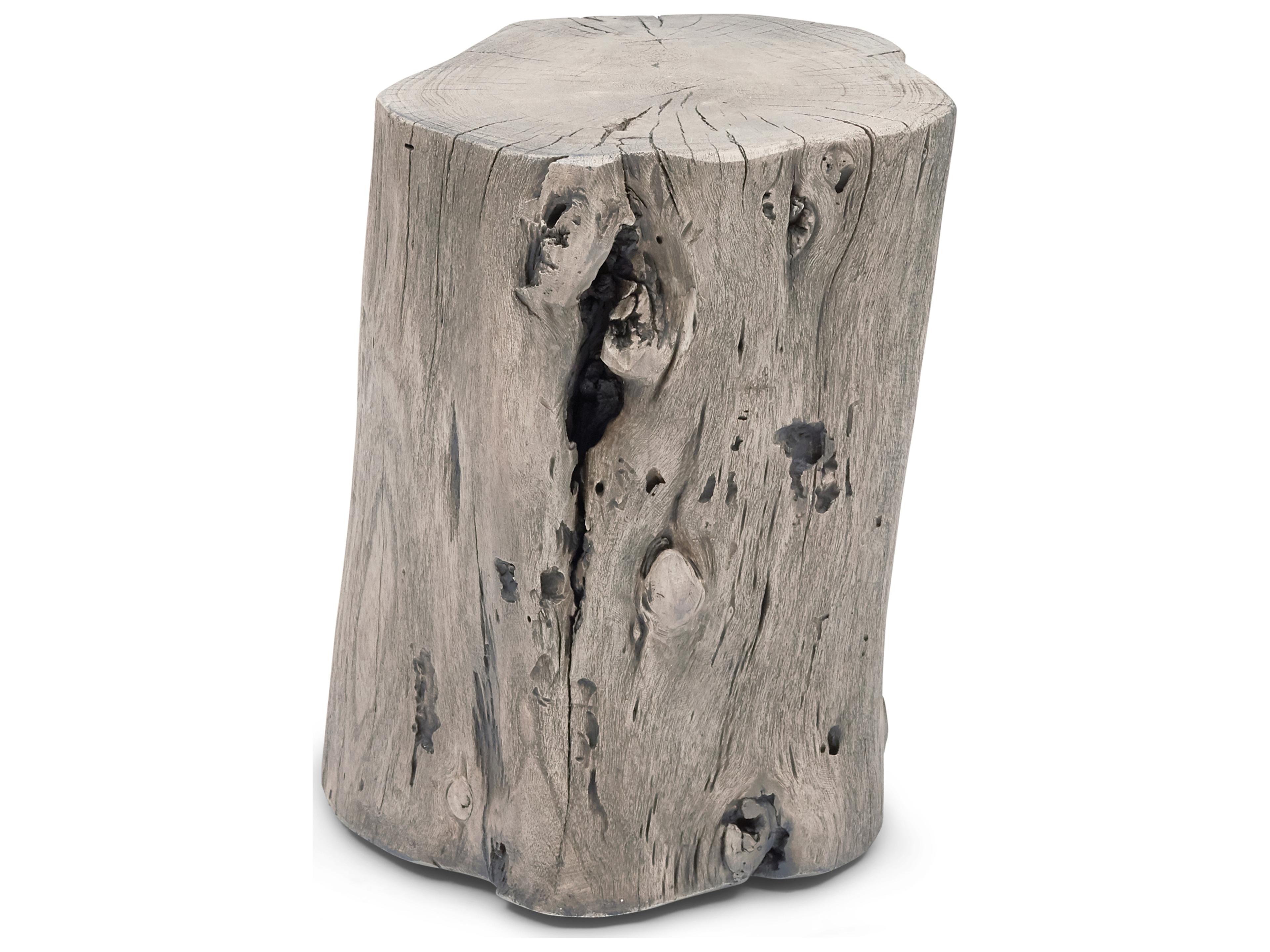 Urbia Brooks Round Wood Sandblasted Grey End Table