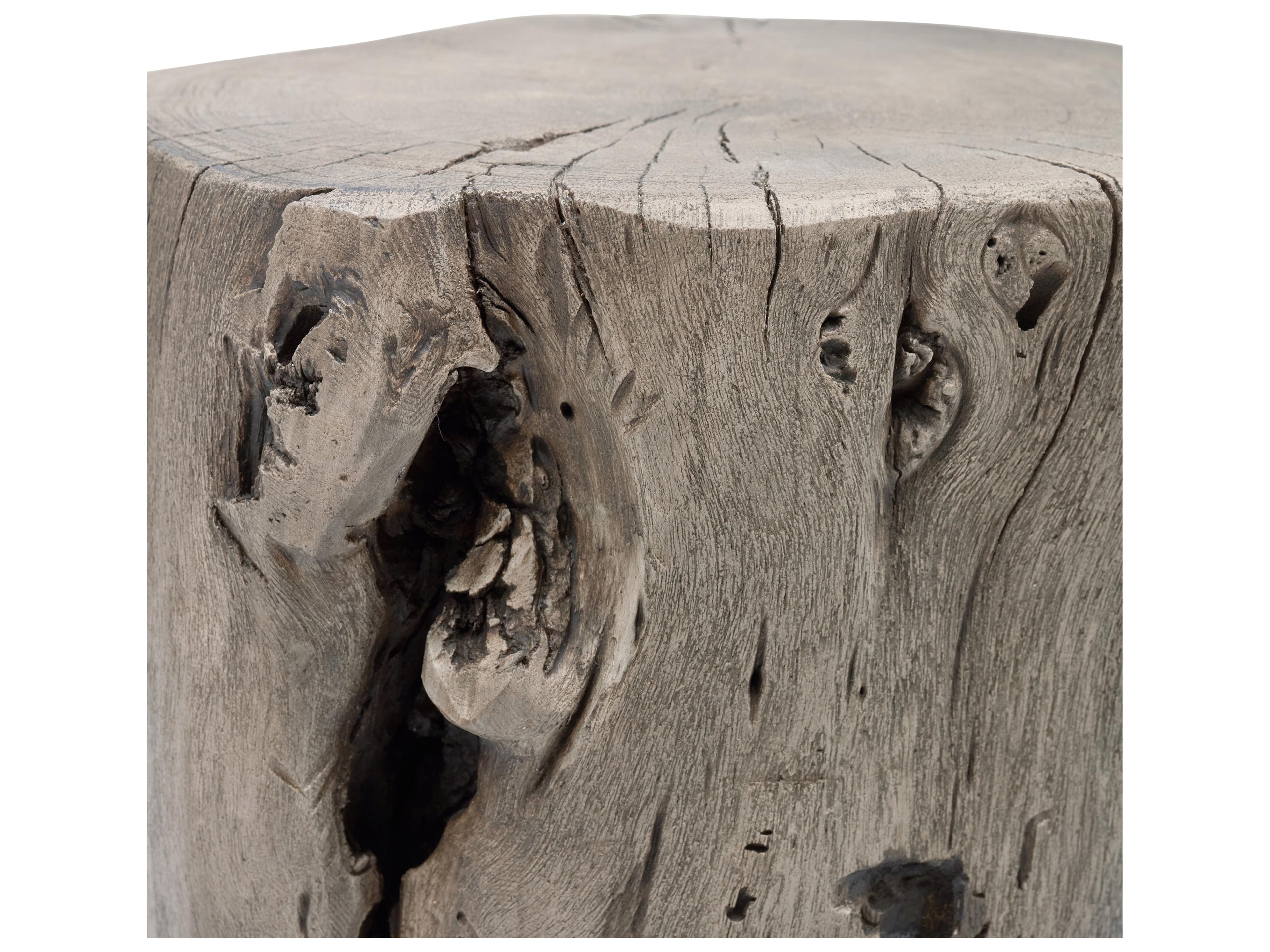 Urbia Brooks Round Wood Sandblasted Grey End Table