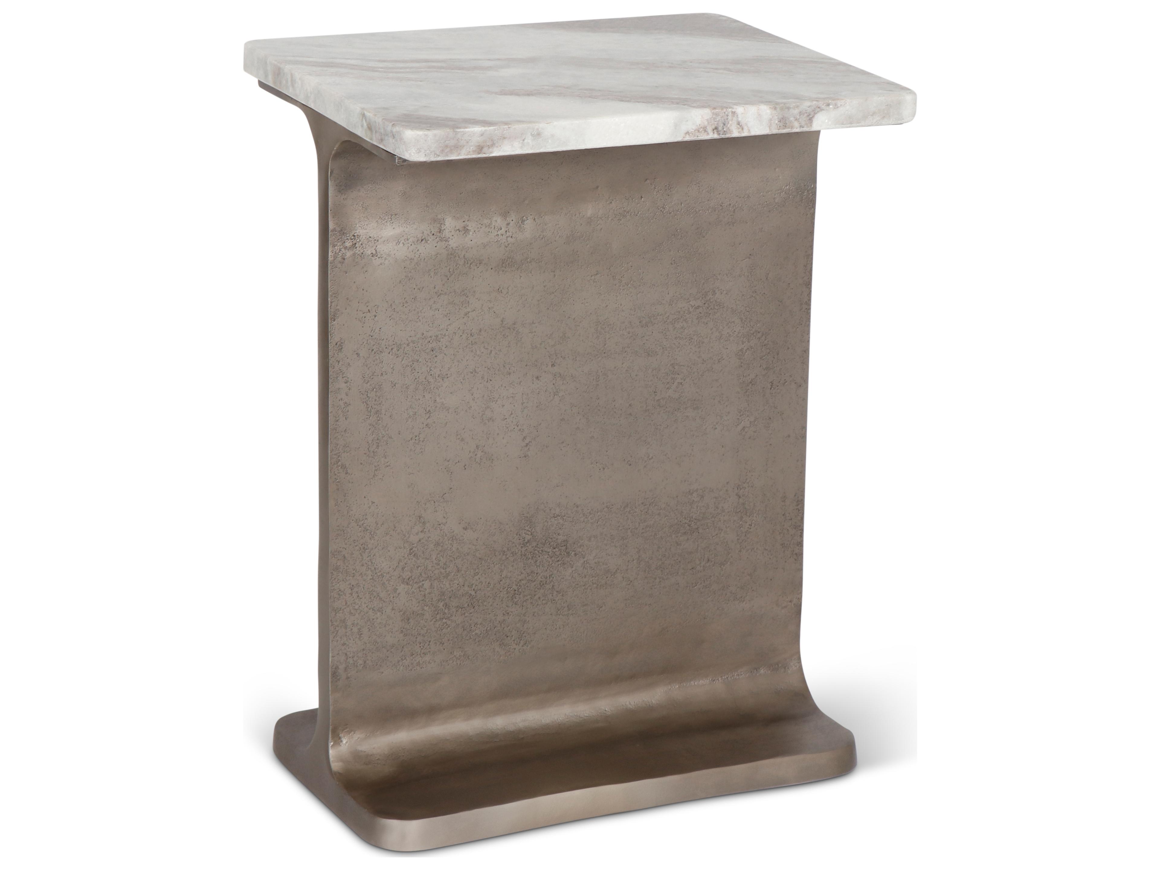 Marbelle Rectangular Marble I-Beam End Table