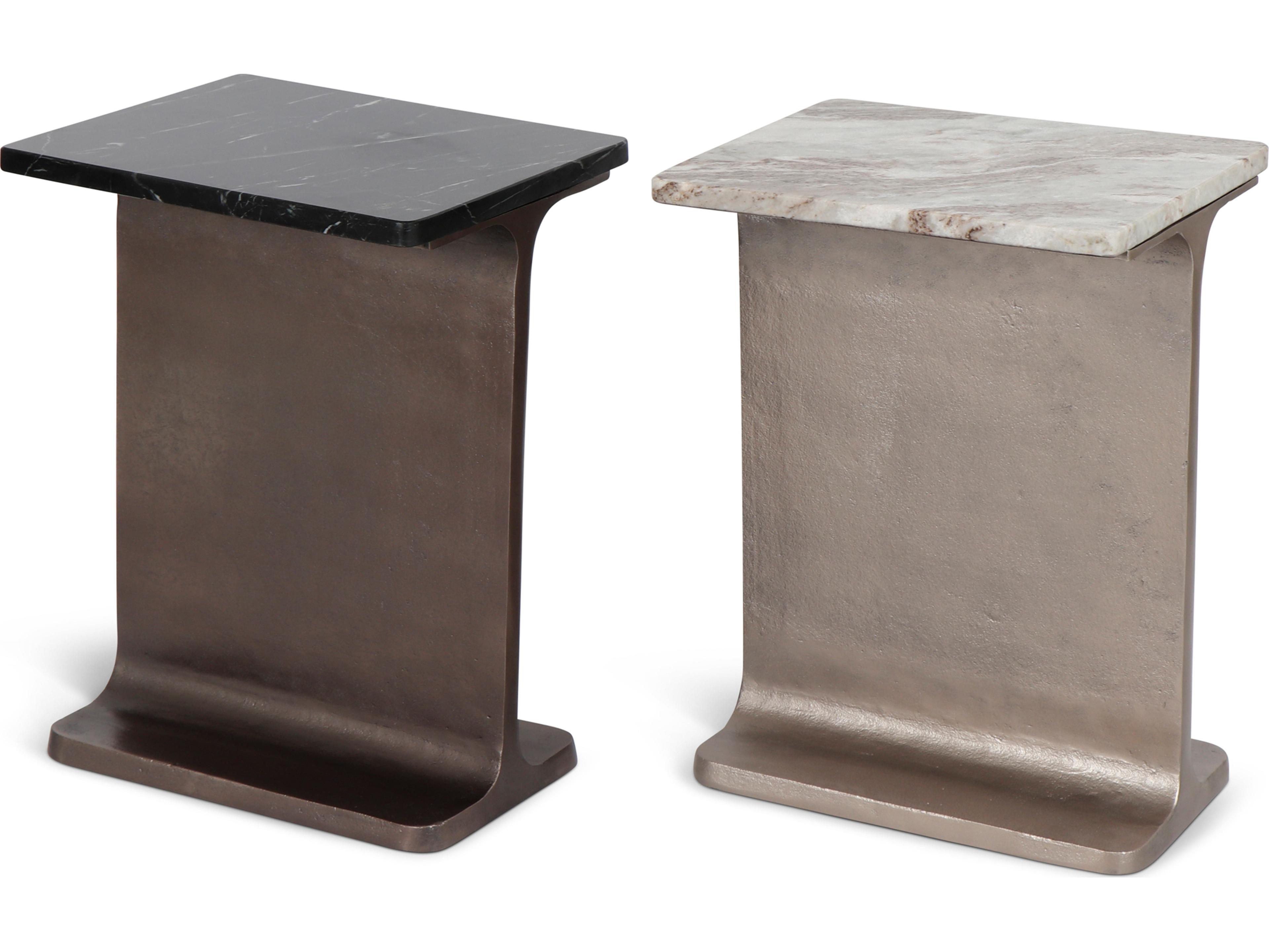 Urbia Marbelle Rectangular Marble I-Beam End Table