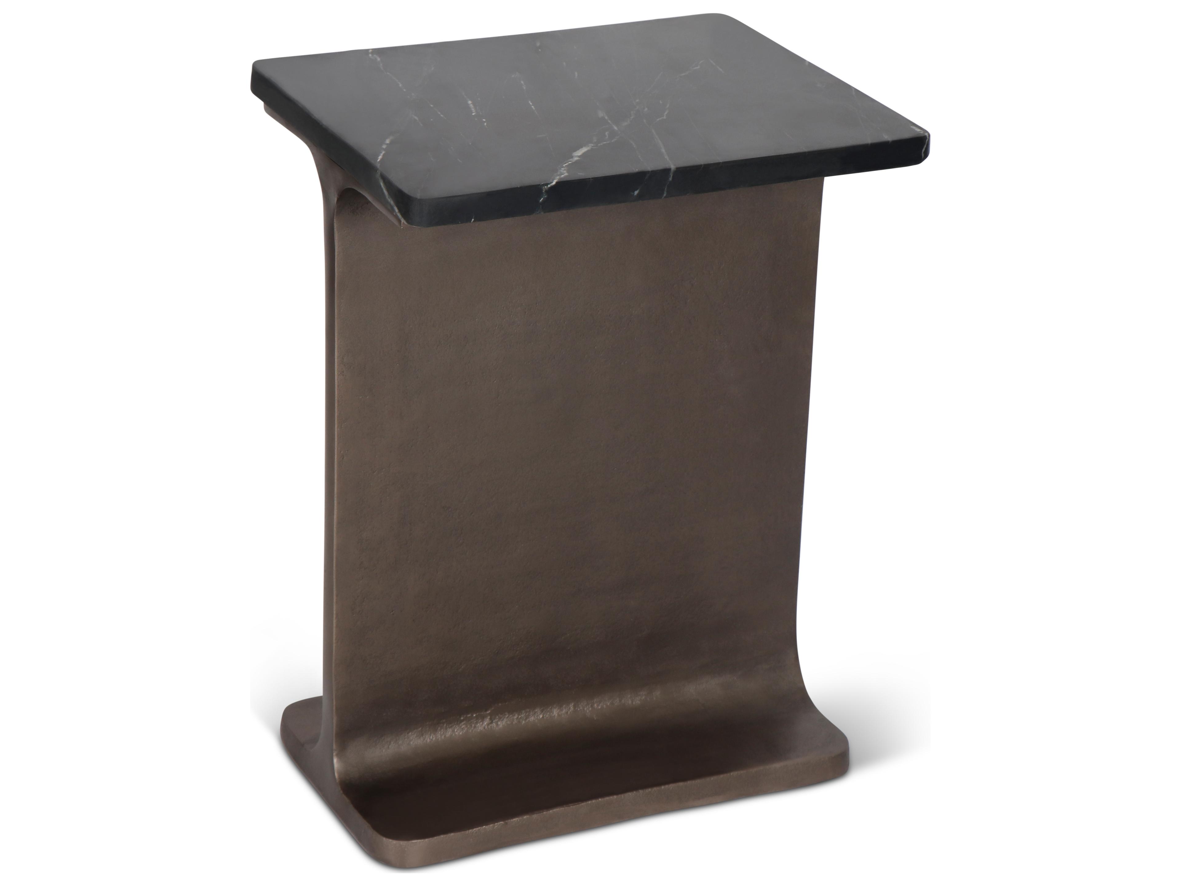 Marbelle Rectangular Marble I-Beam End Table