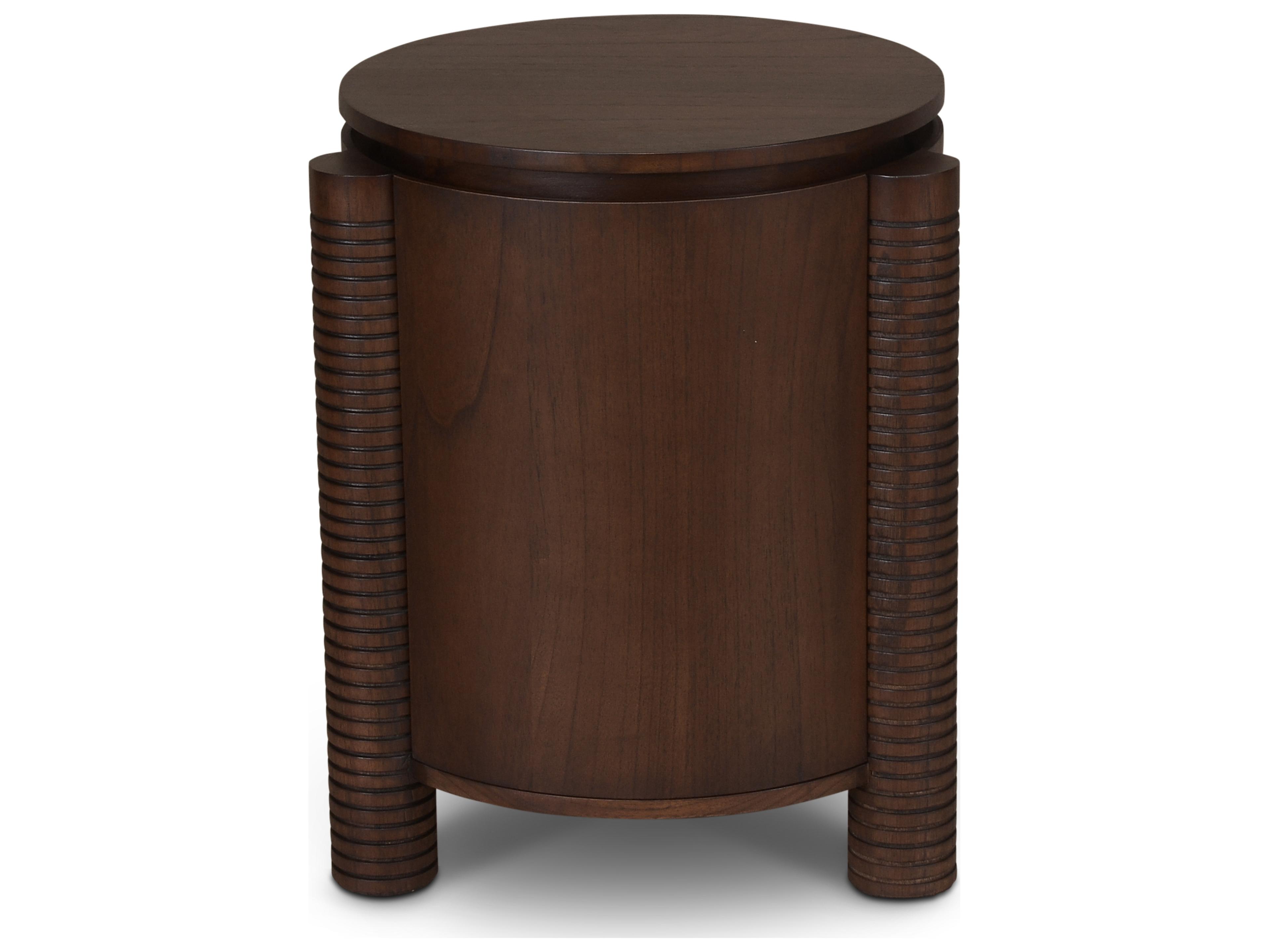 Luna Round Wood Roasted Coffee End Table