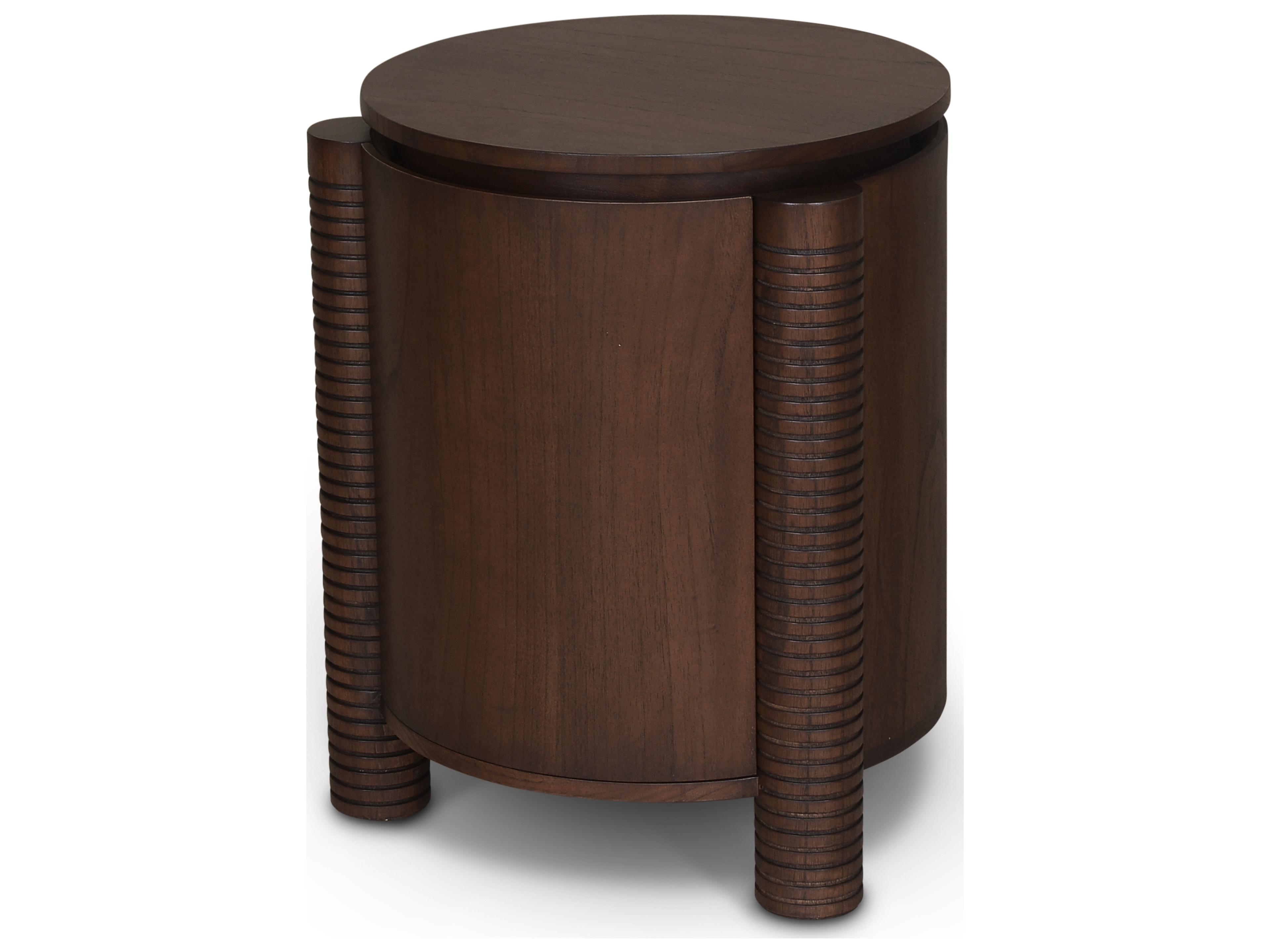 Urbia Luna Round Wood Roasted Coffee End Table