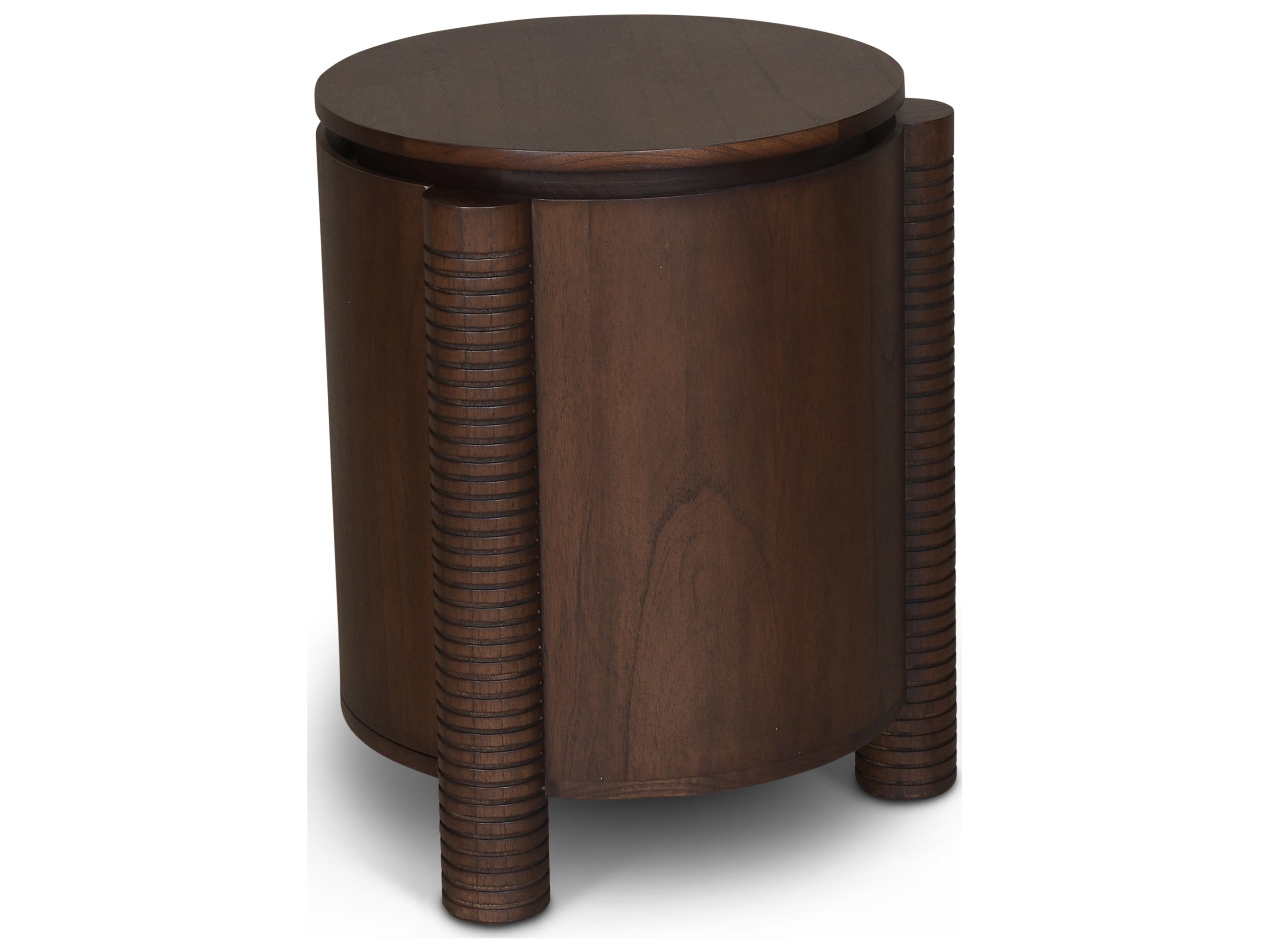 Urbia Luna Round Wood Roasted Coffee End Table