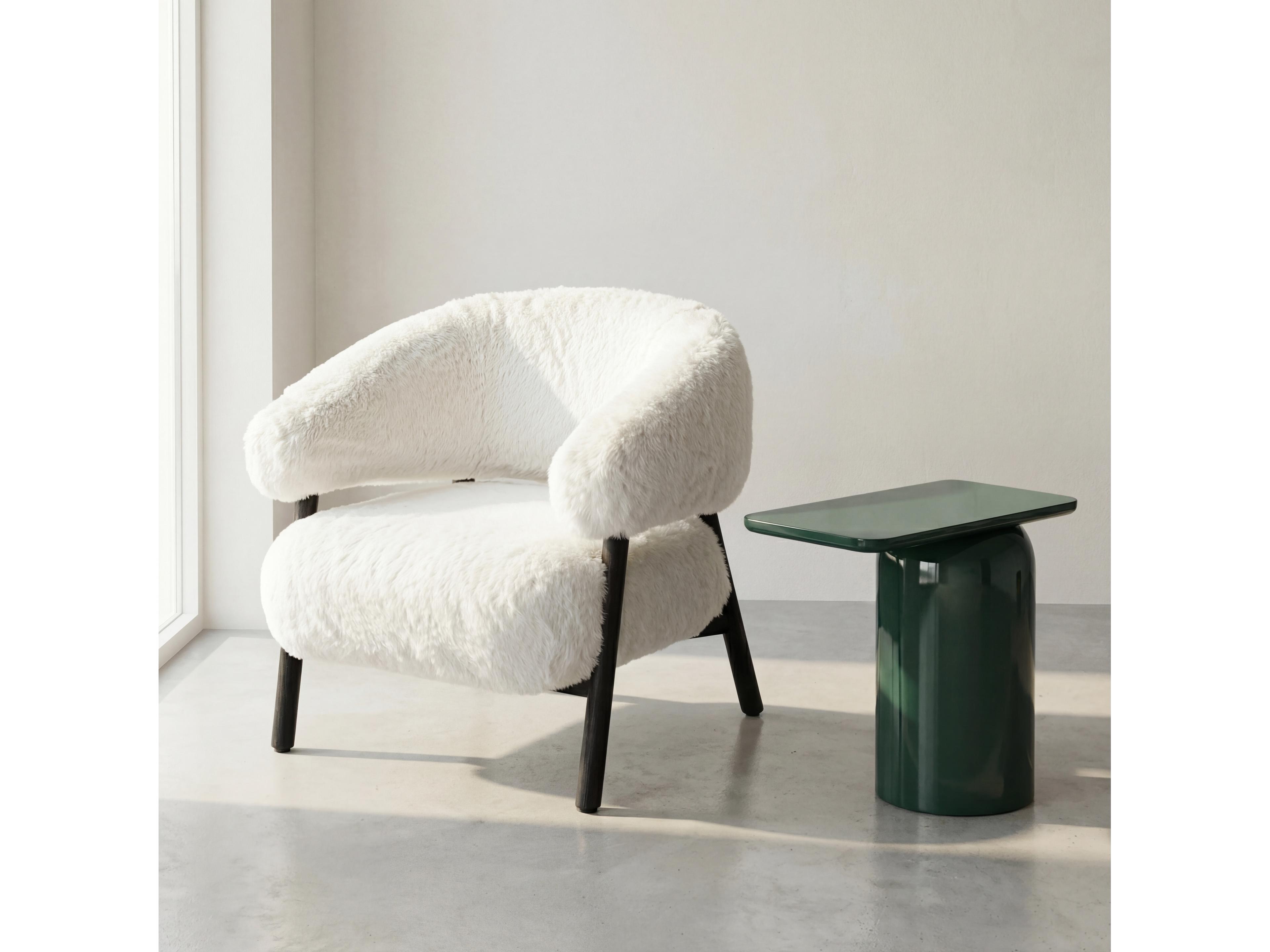 Urbia Mandy White Fur Accent Chair