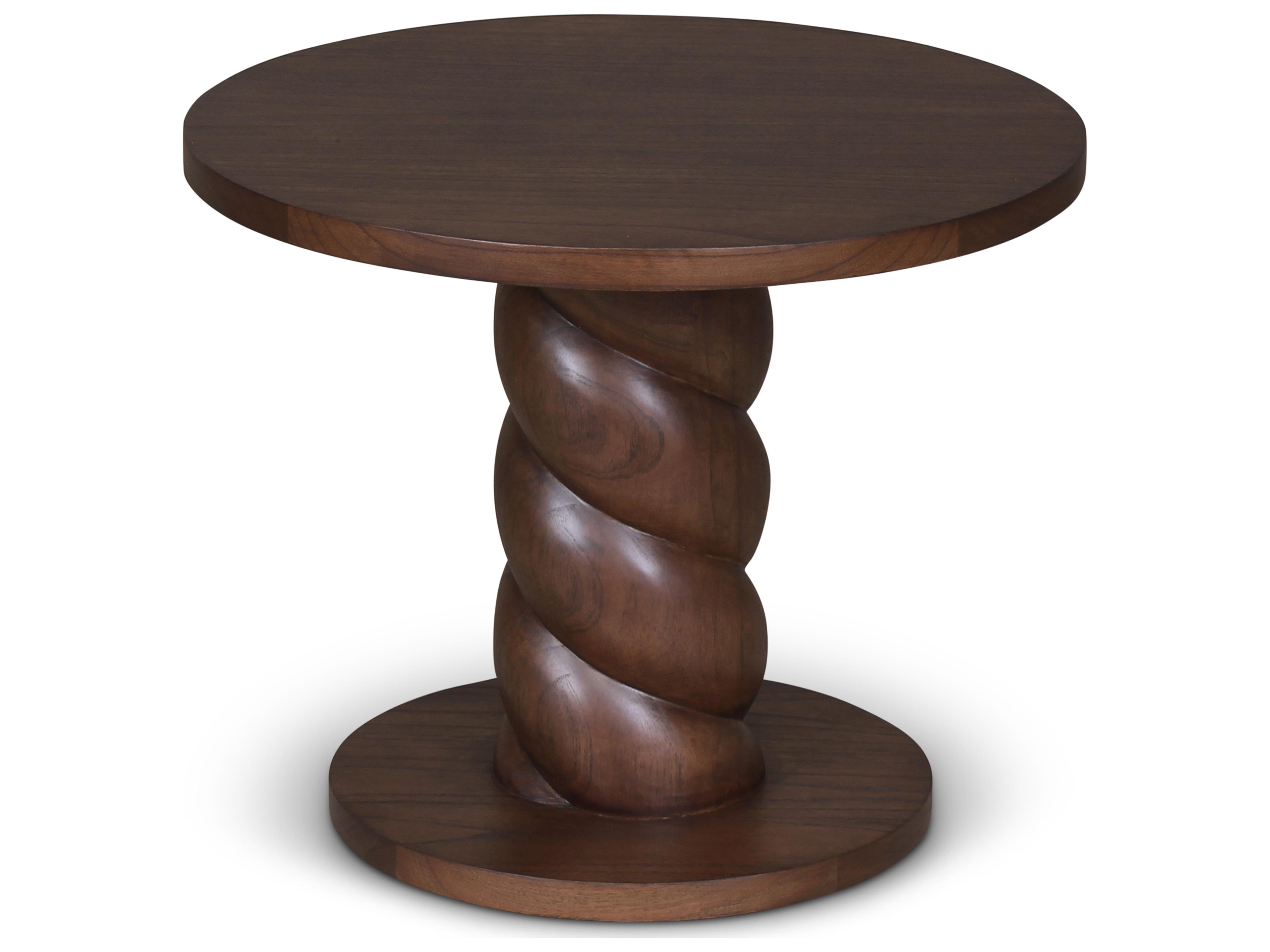 Olo Round Wood Roasted Coffee End Table