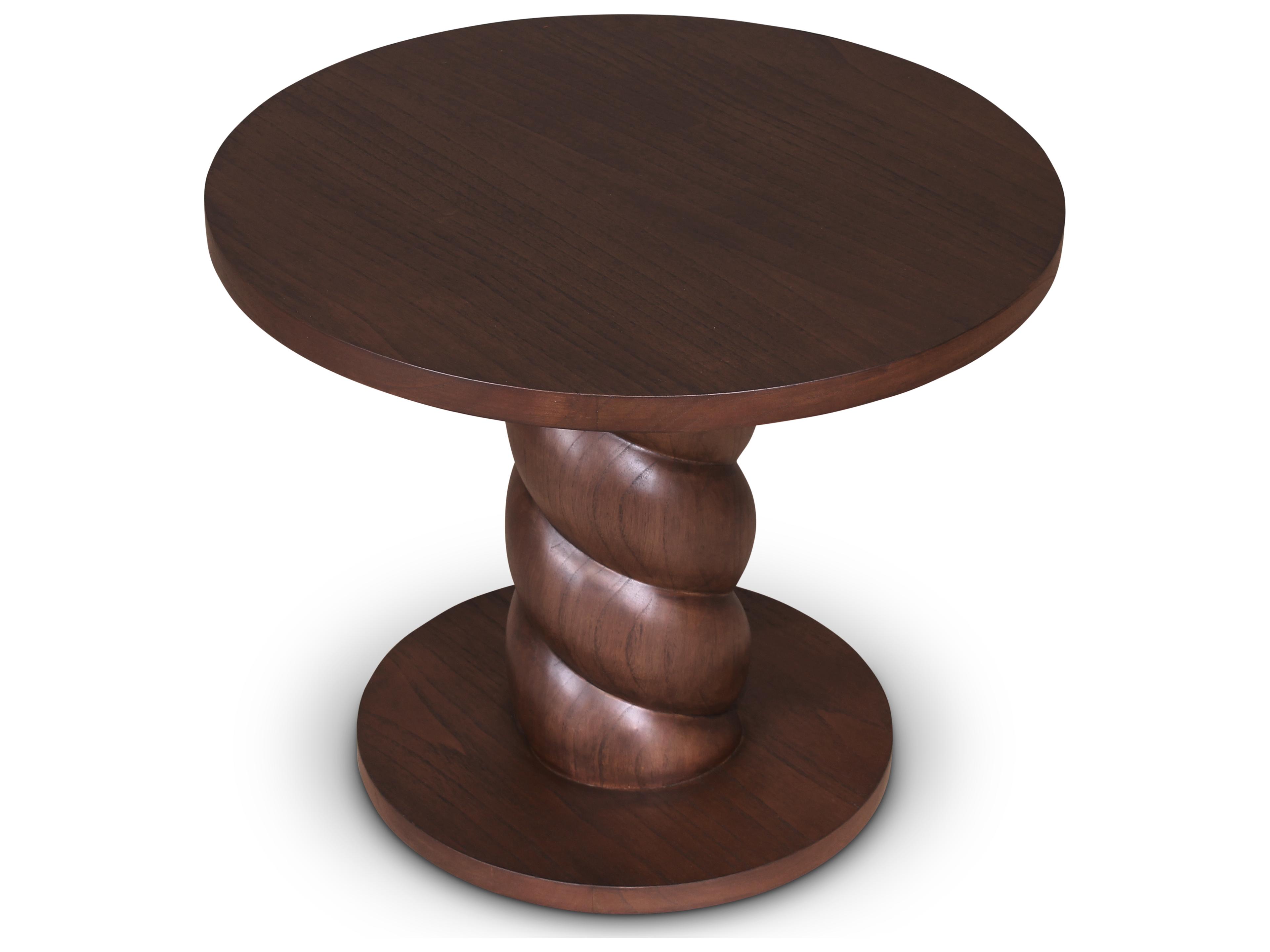 Urbia Olo Round Wood Roasted Coffee End Table