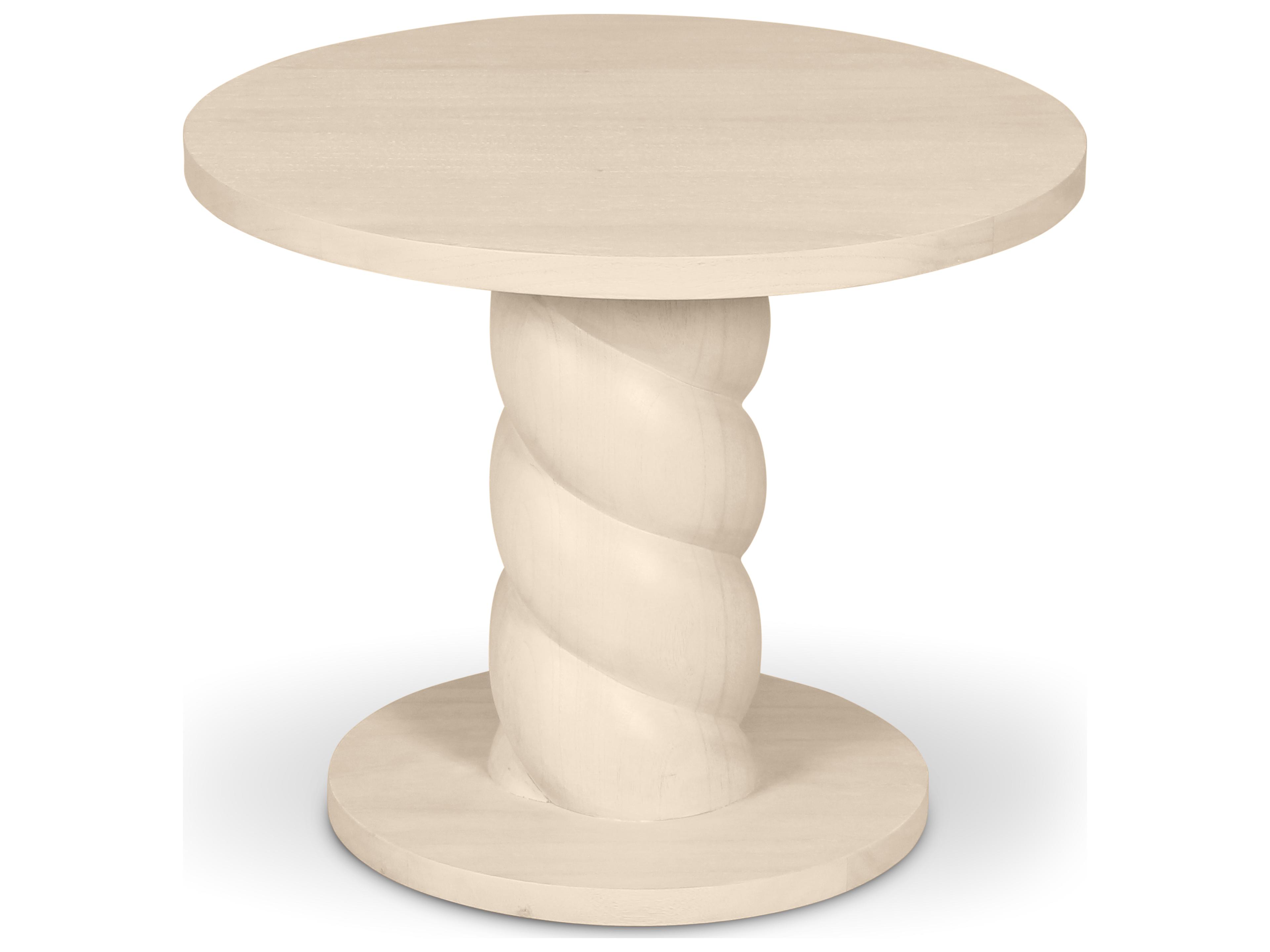 Olo Round Wood Pearl End Table
