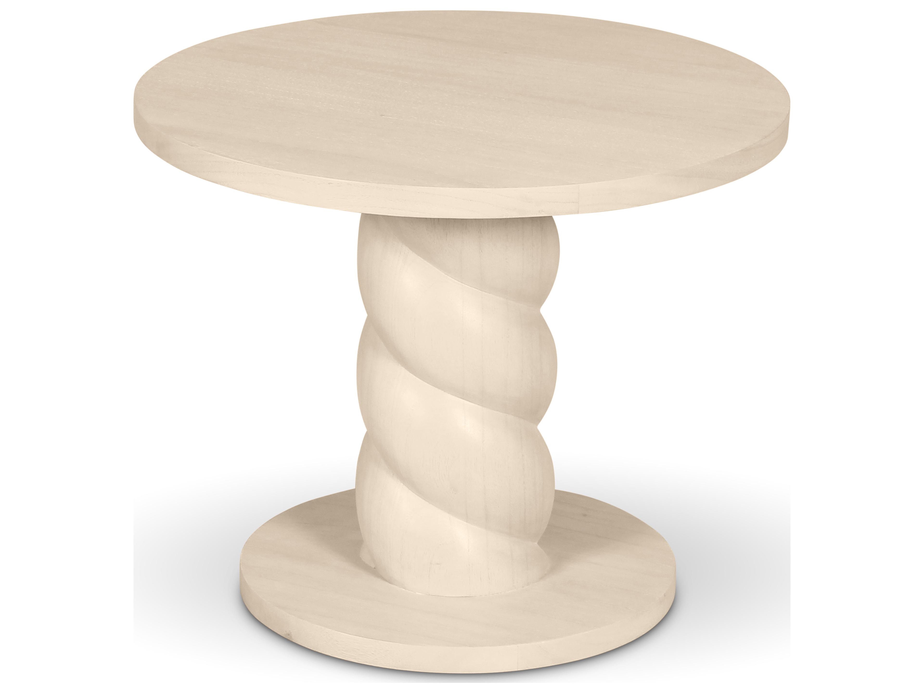 Urbia Olo Round Wood Pearl End Table