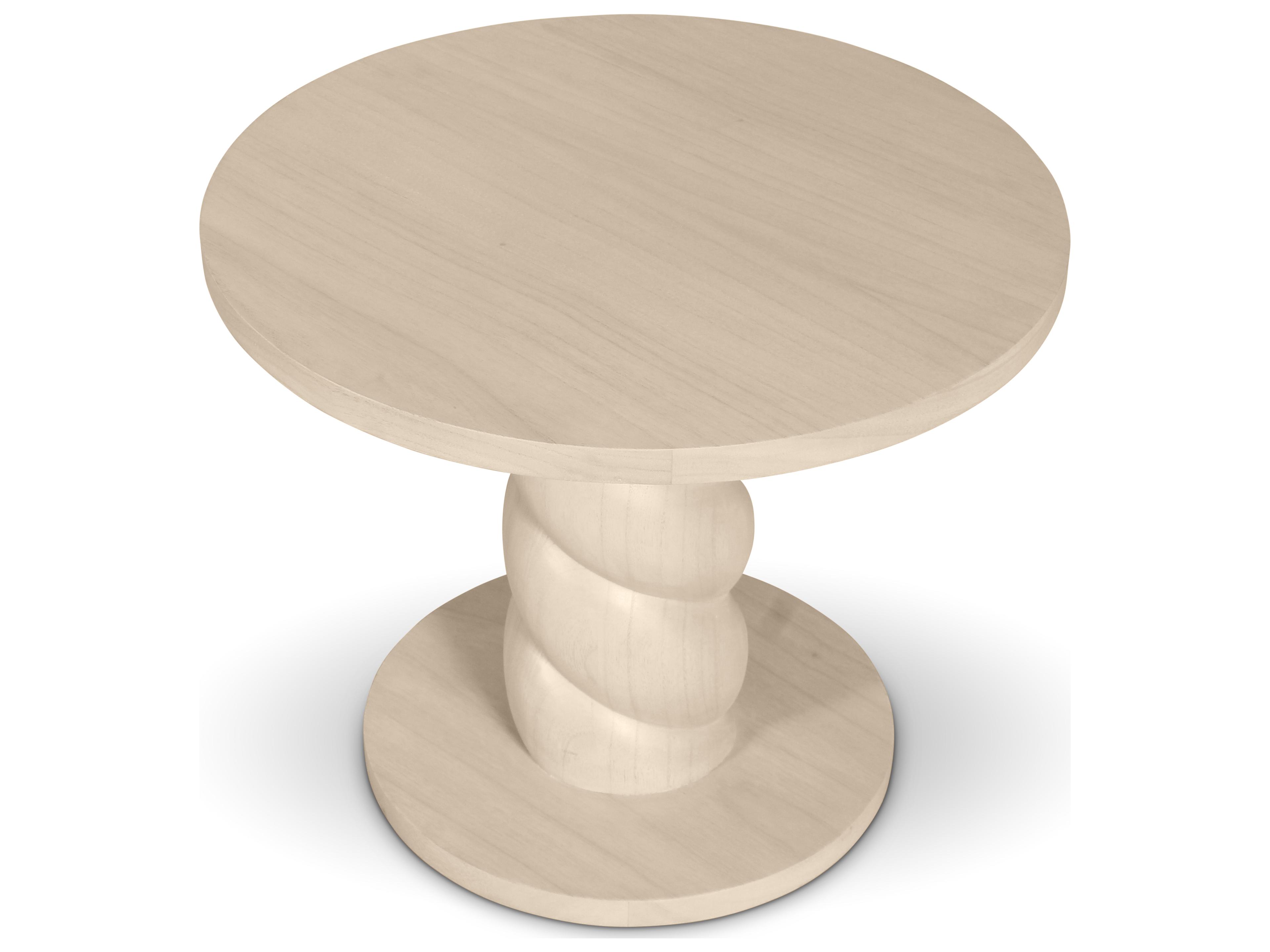 Urbia Olo Round Wood Pearl End Table