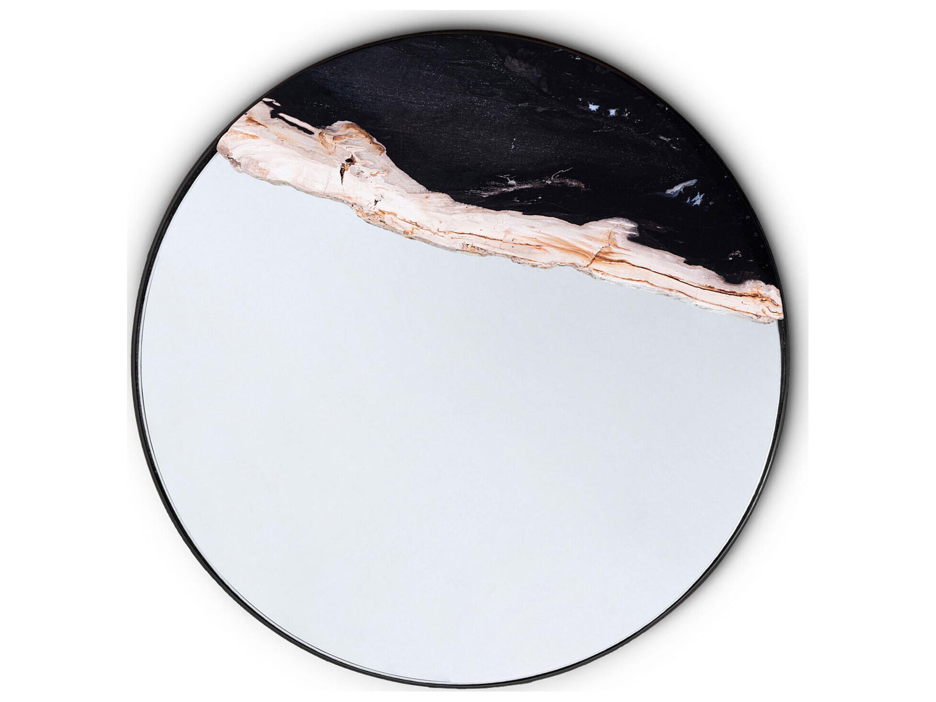 Relique Clear Glass Natural Dark Raw Bronze Wall Mirror Round