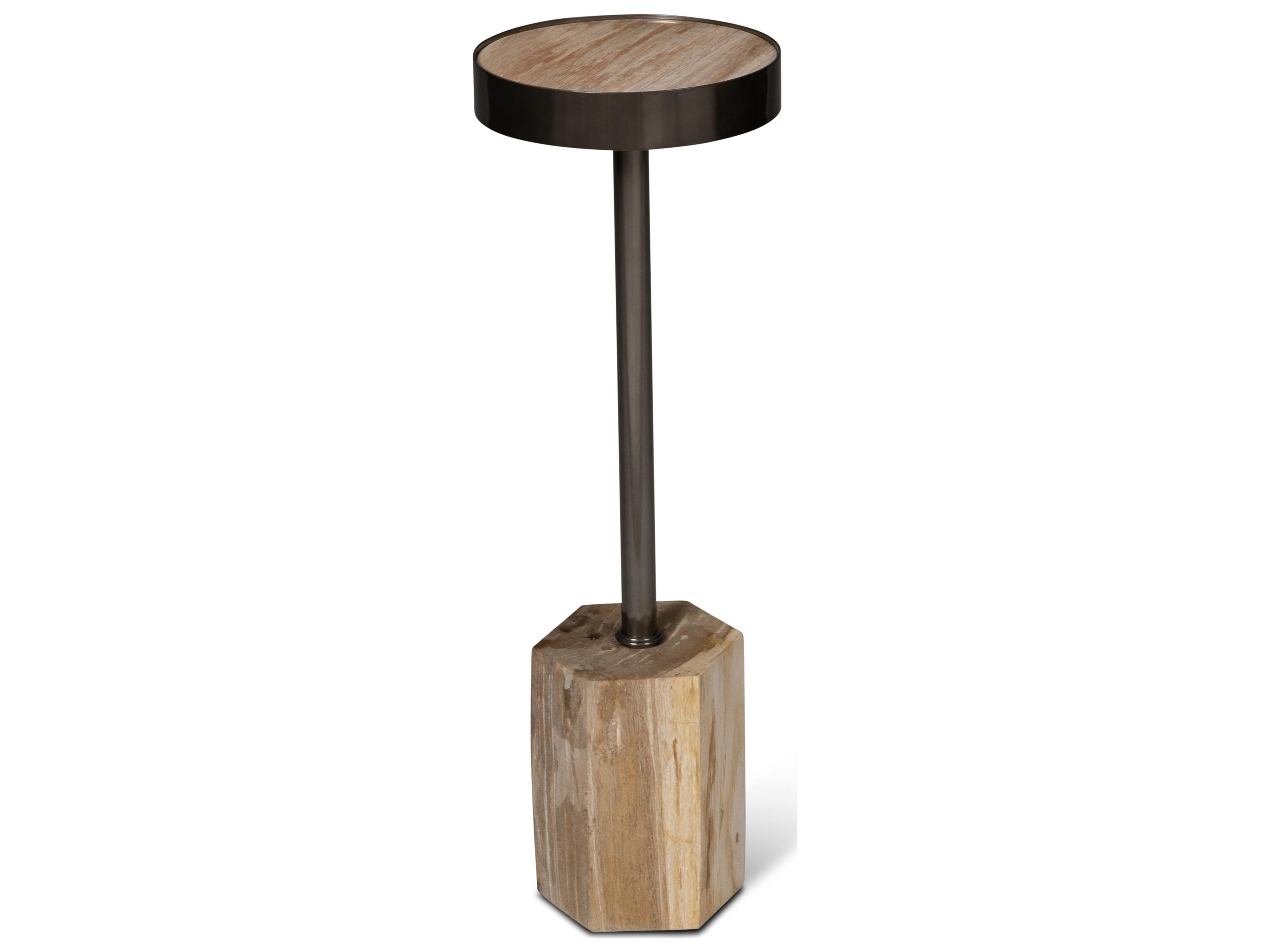 Urbia Relique Dinah Drink Table Nickel Frame Natural Light Top