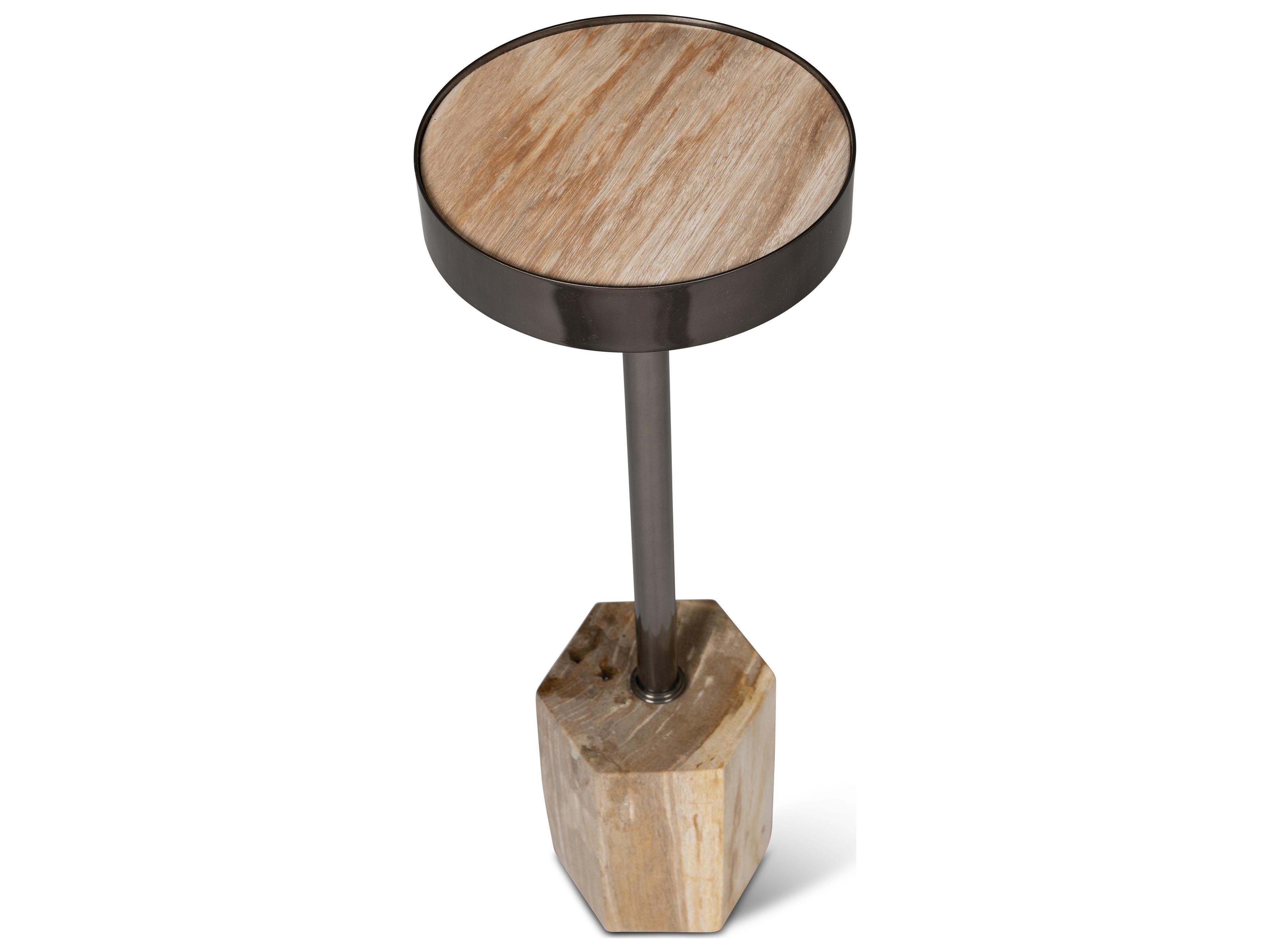 Urbia Relique Dinah Drink Table Nickel Frame Natural Light Top