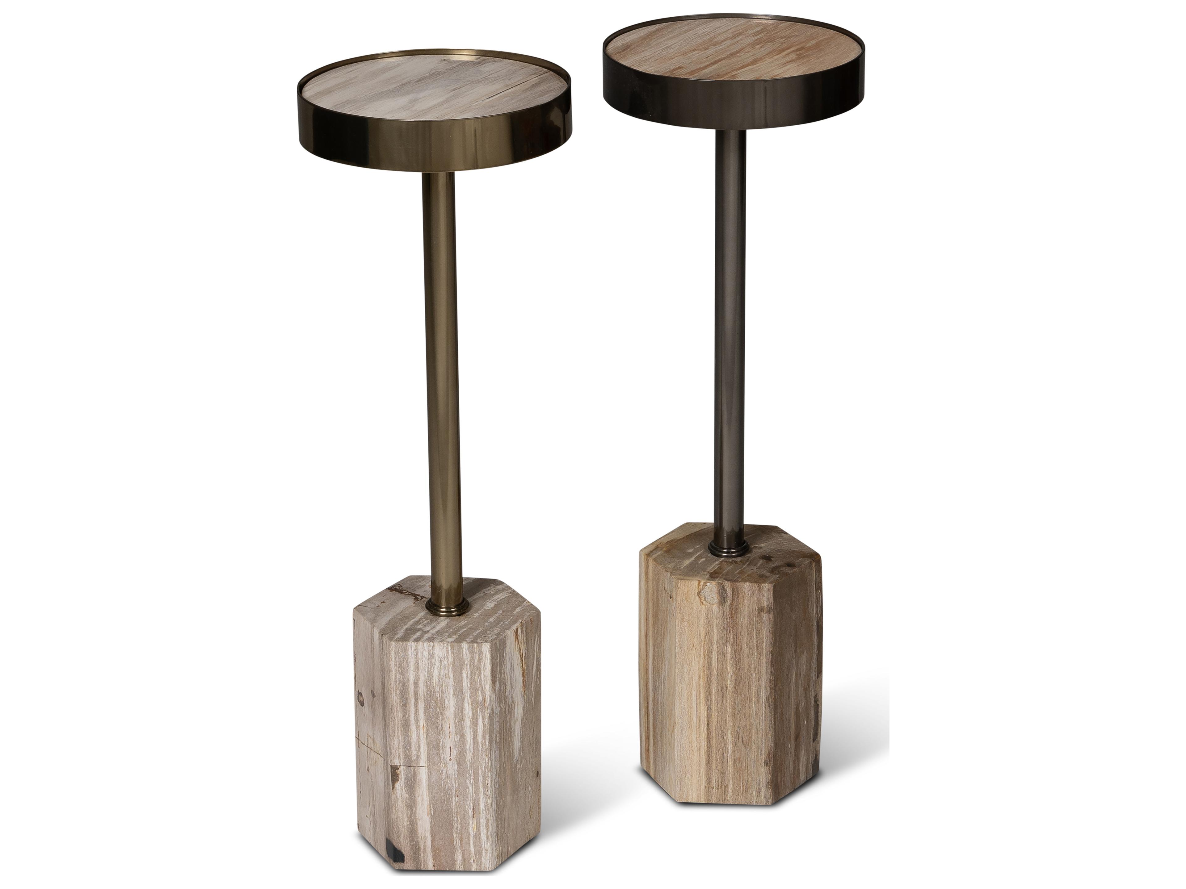 Urbia Relique Dinah Drink Table Nickel Frame Natural Light Top