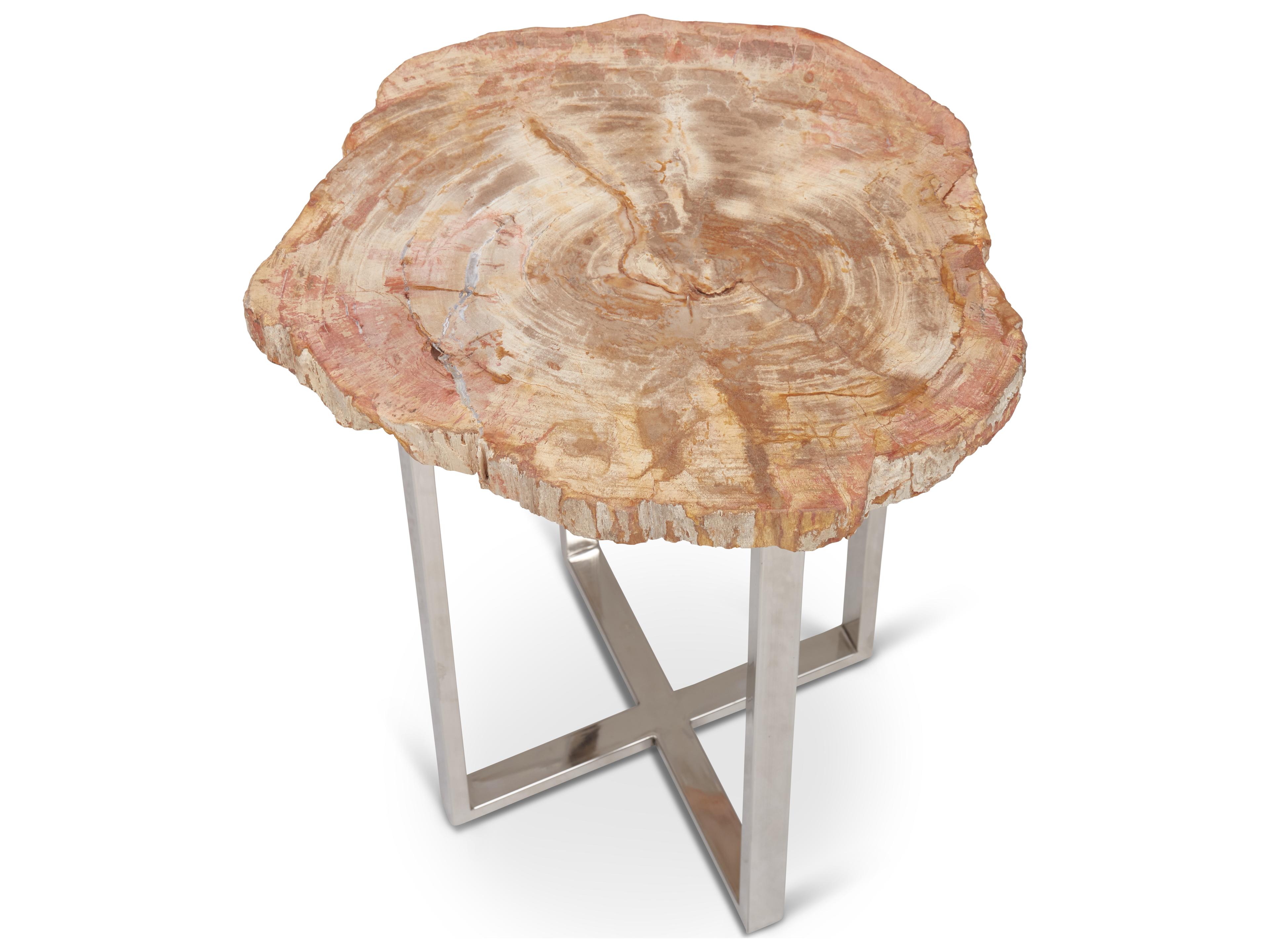 Urbia Relique Wood Natural Light Polished Stainless Steel End Table