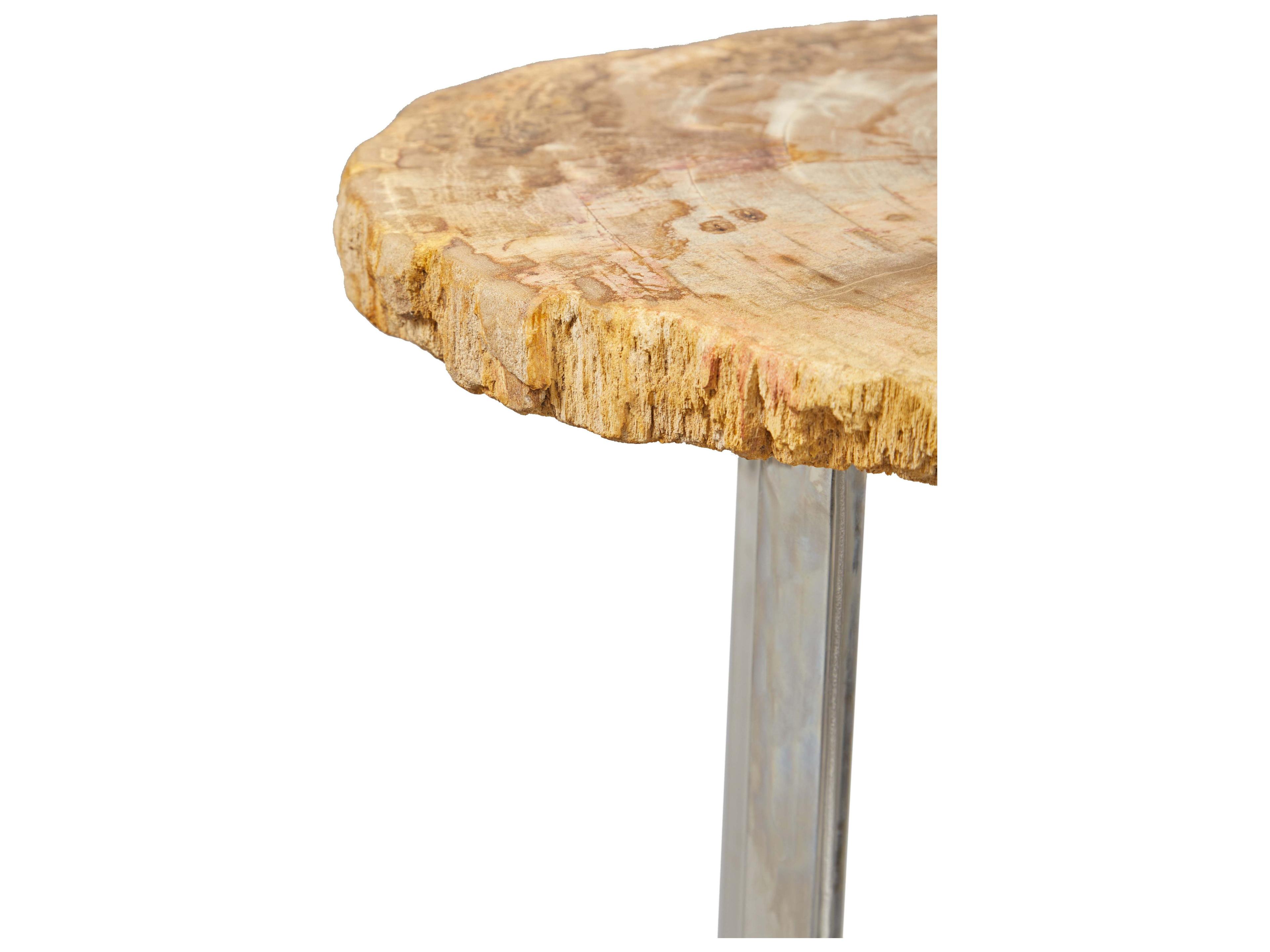 Urbia Relique Wood Natural Light Polished Stainless Steel End Table