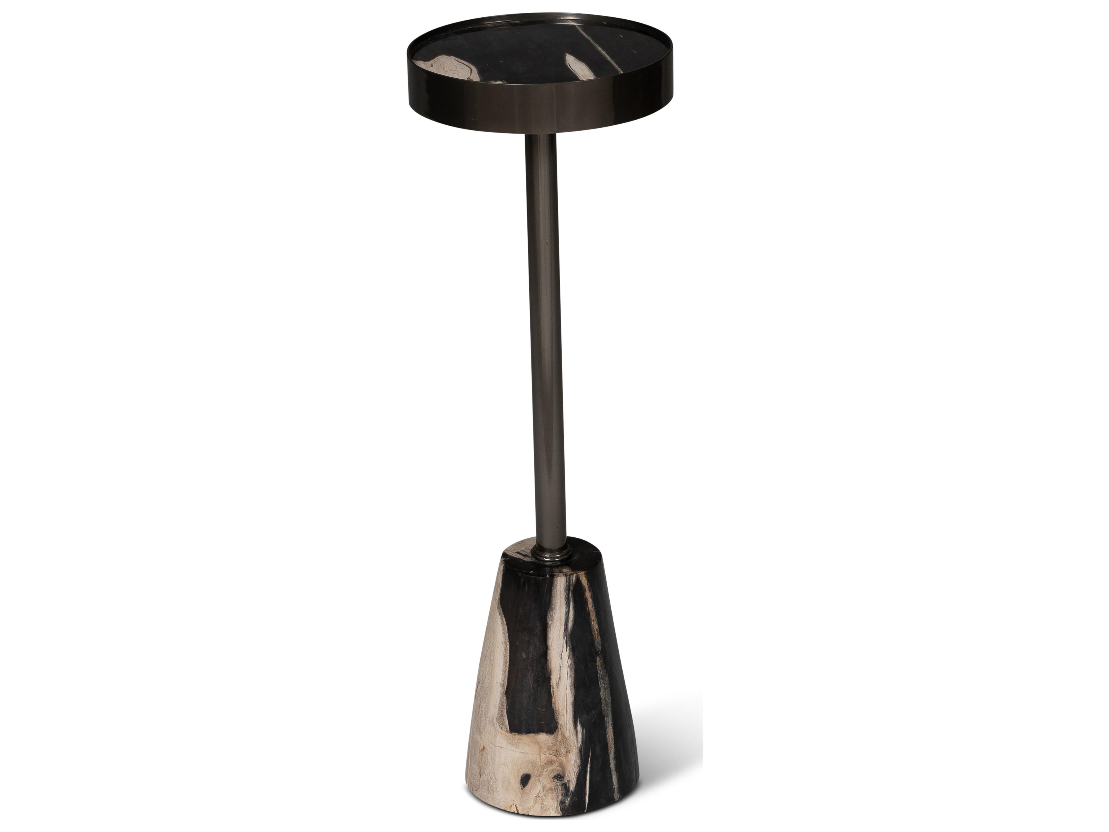 Relique Jael Drink Table Nickel Frame Natural Dark Top