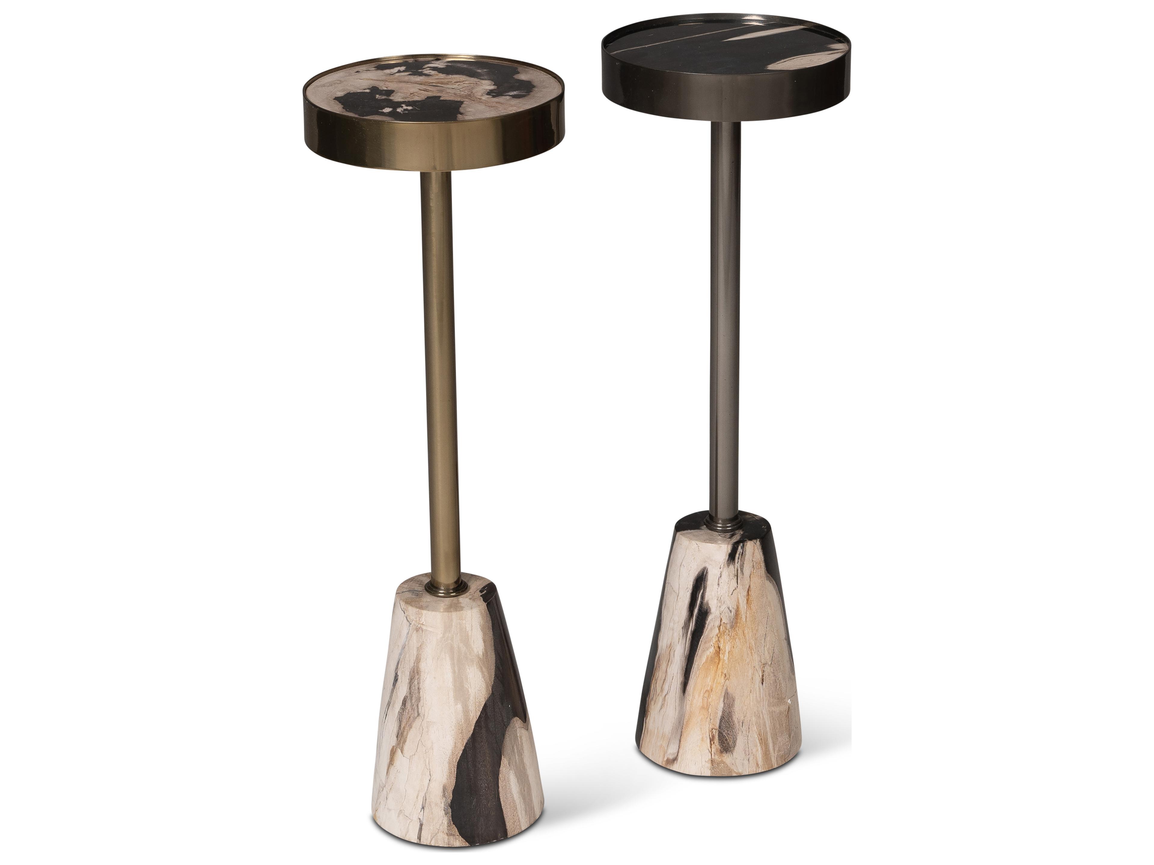 Urbia Relique Jael Drink Table Nickel Frame Natural Dark Top