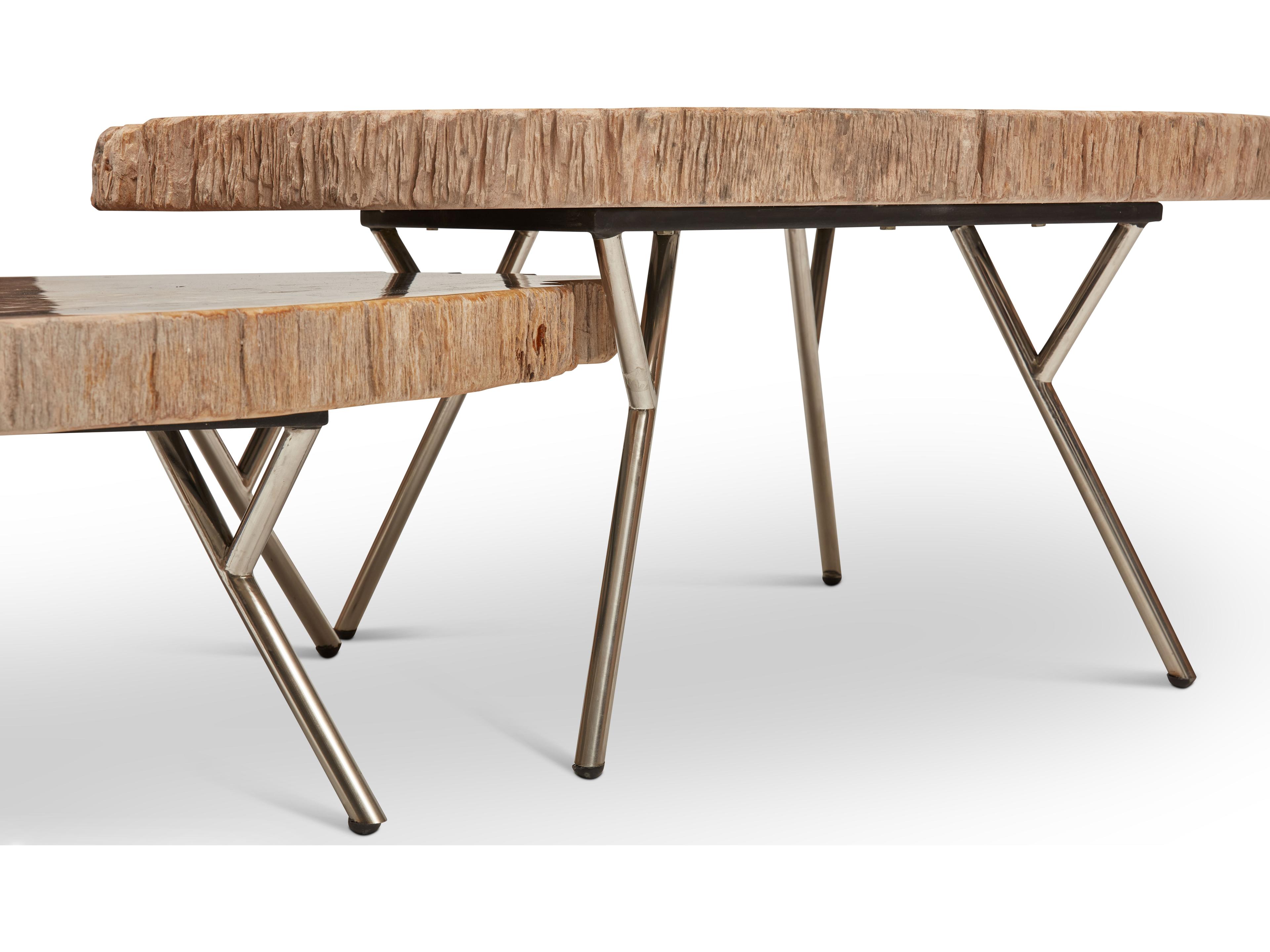 Urbia Relique Wood Natural Dark Polished Stainless Steel End Table