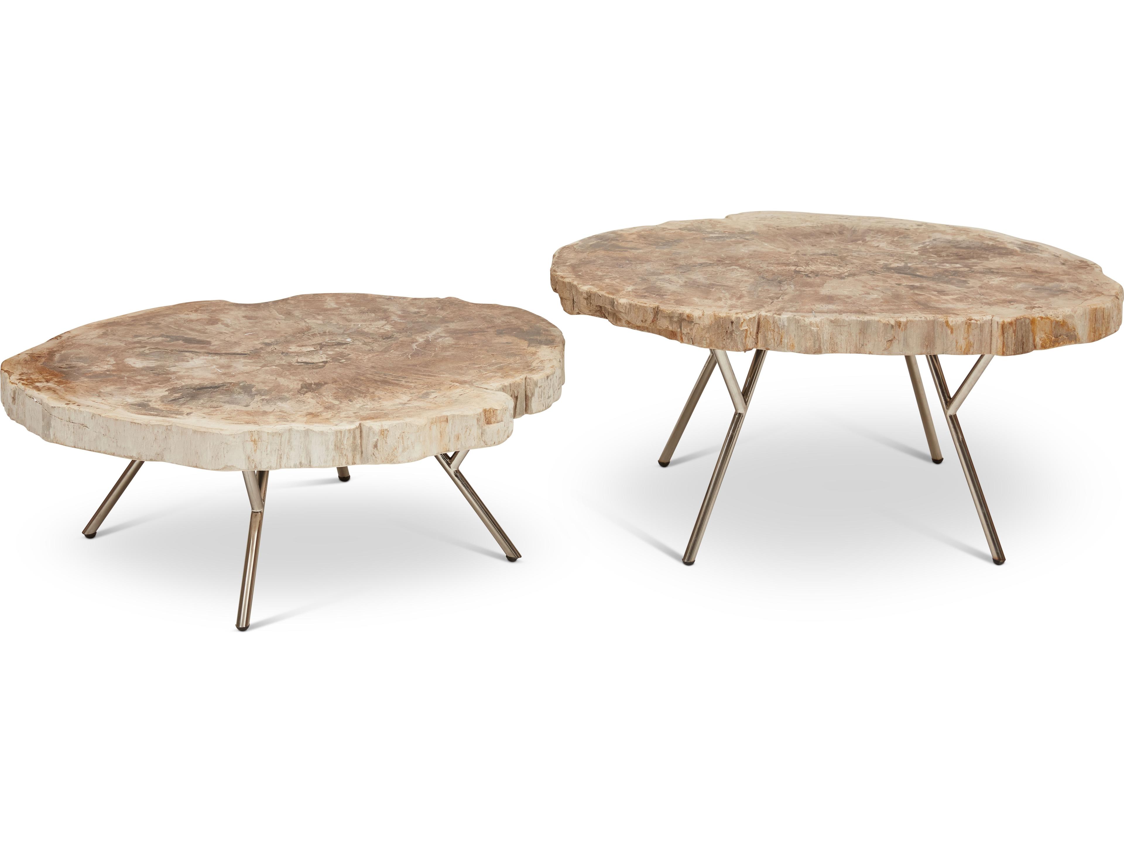 Urbia Relique Wood Natural Light Polished Stainless Steel End Table