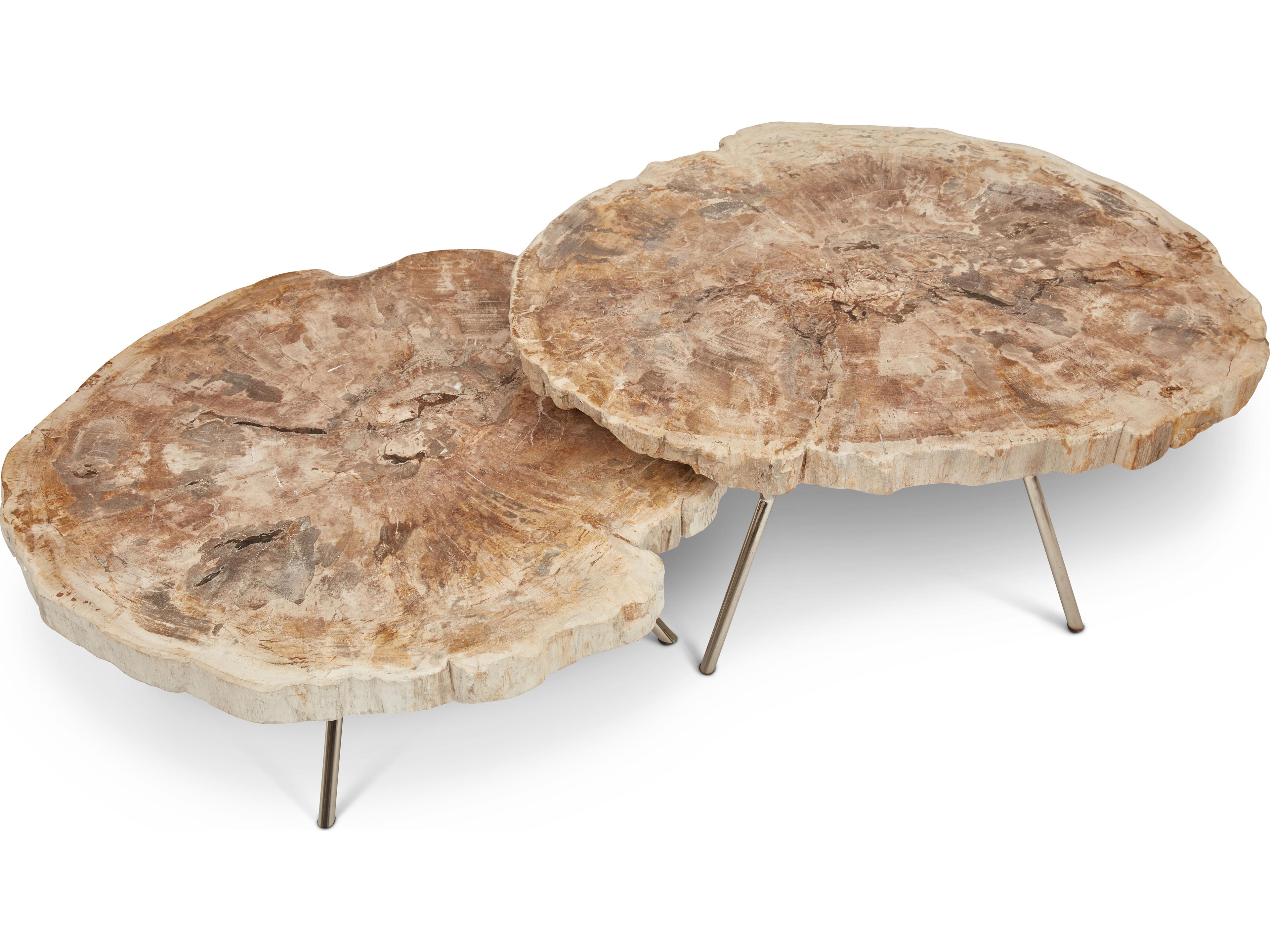 Urbia Relique Wood Natural Light Polished Stainless Steel End Table