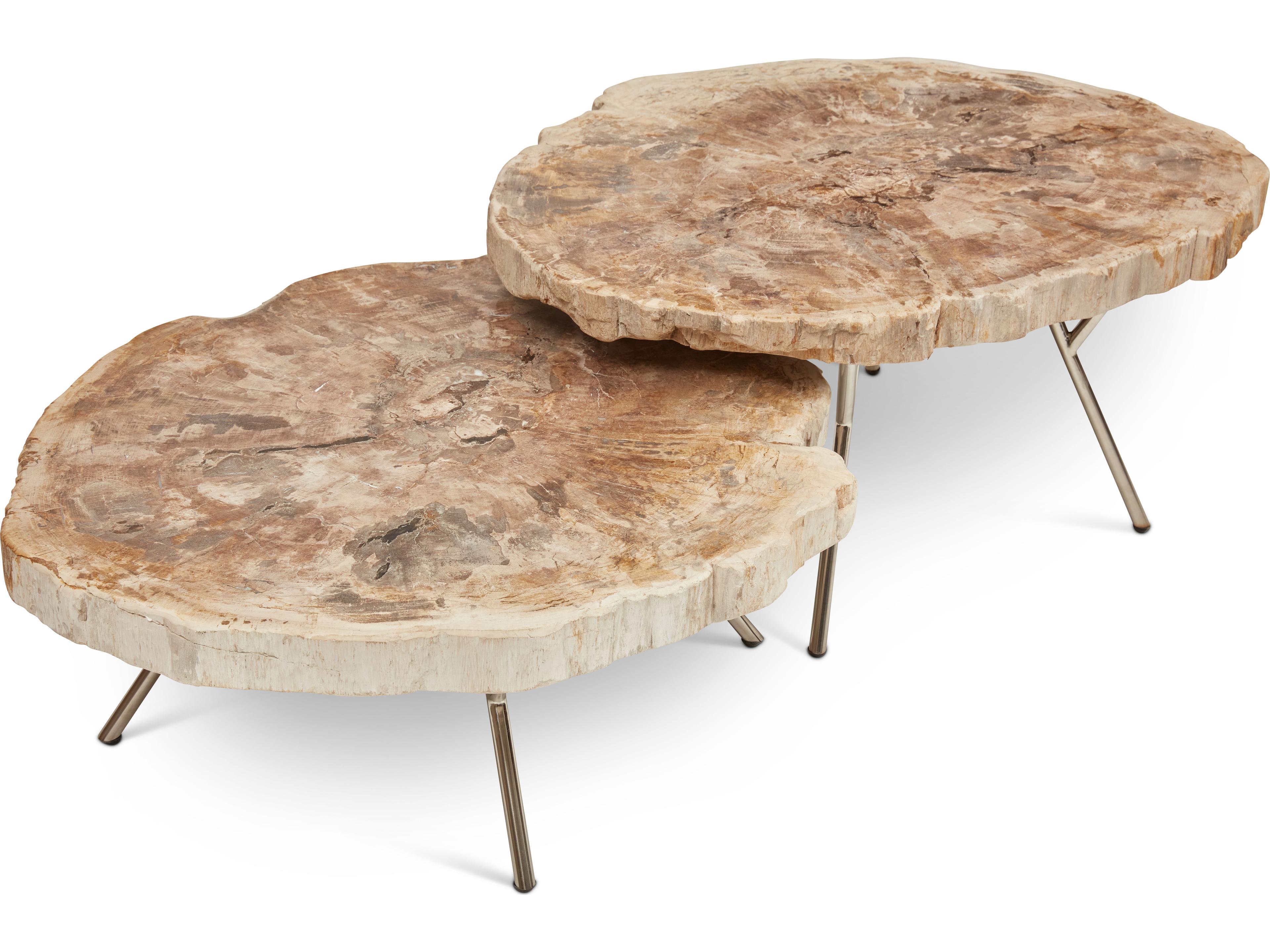 Urbia Relique Wood Natural Light Polished Stainless Steel End Table