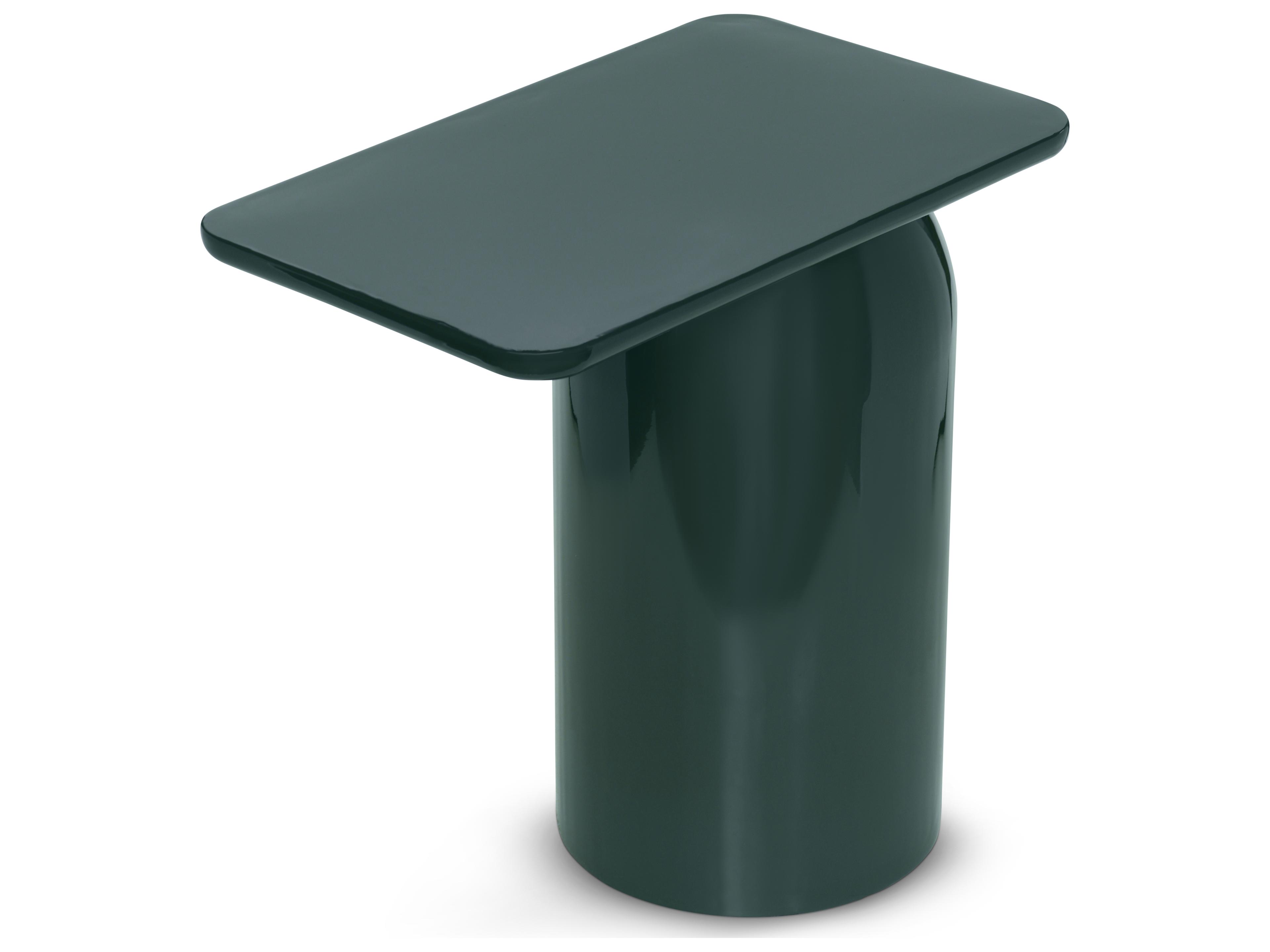 Alessia Rectangular Metal Obsidian Green End Table