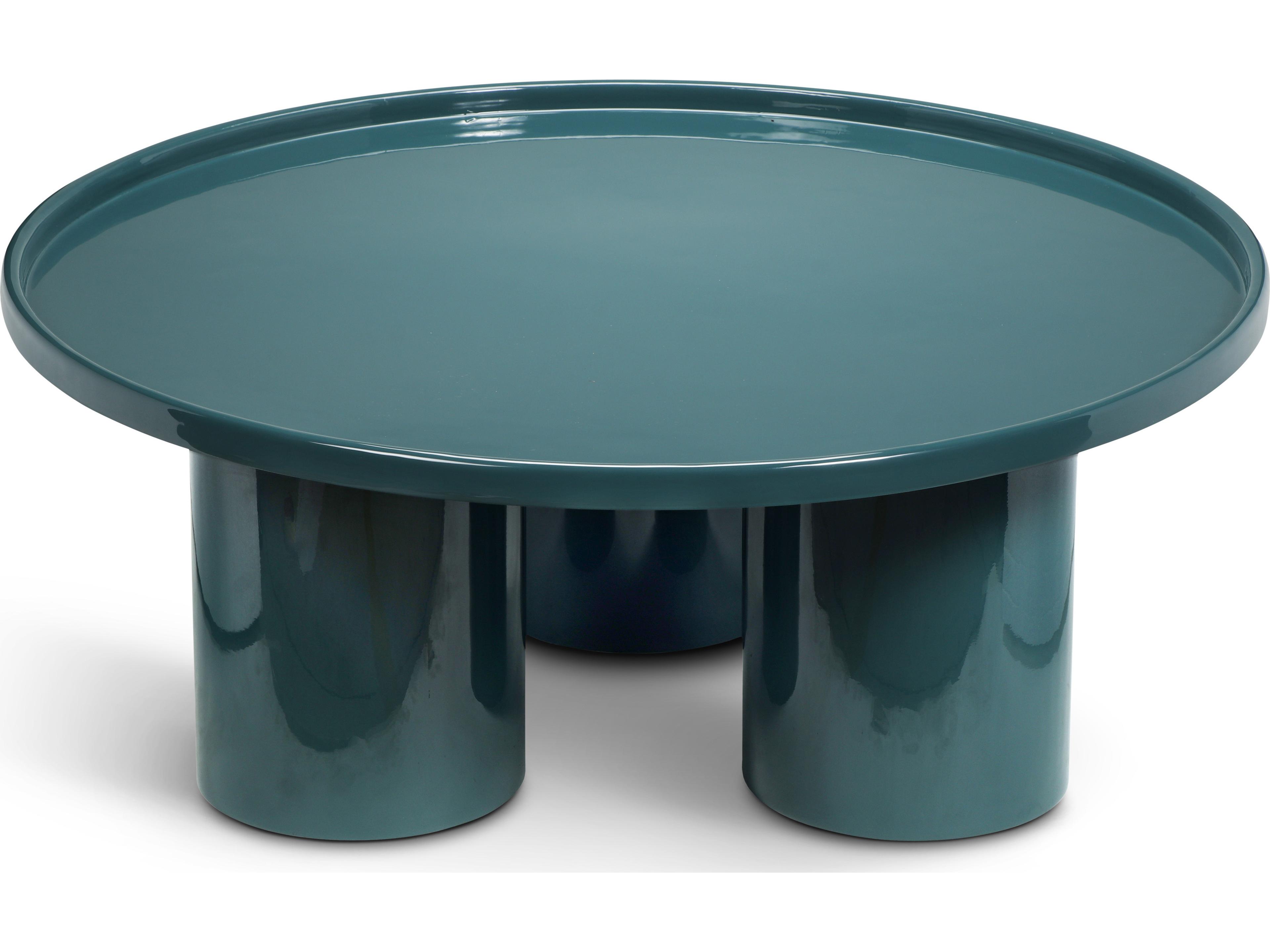 Urbia Eclat Sofia Enamel Round Metal Aegean Teal Coffee Table