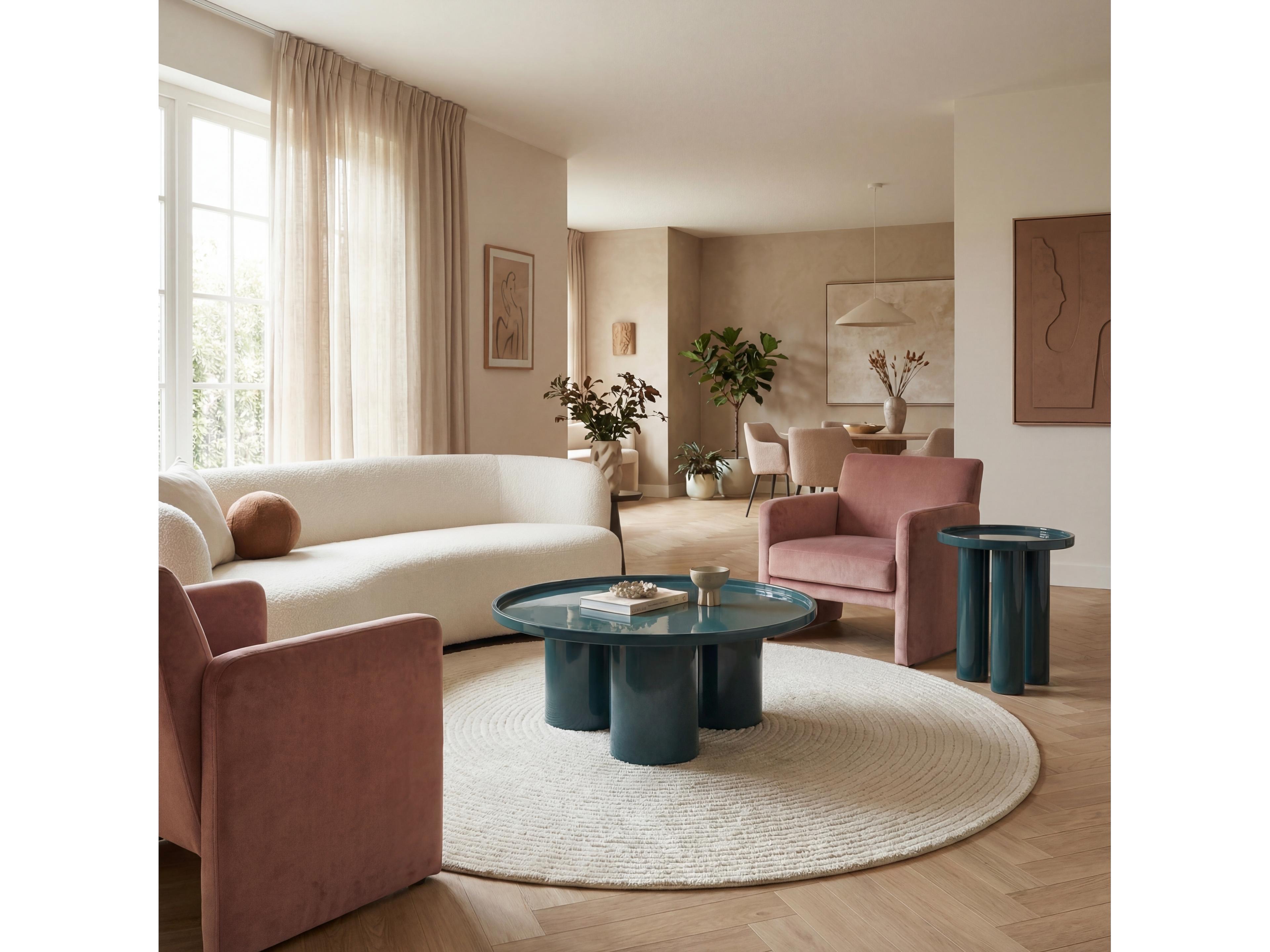 Urbia Eclat Sofia Enamel Round Metal Aegean Teal Coffee Table