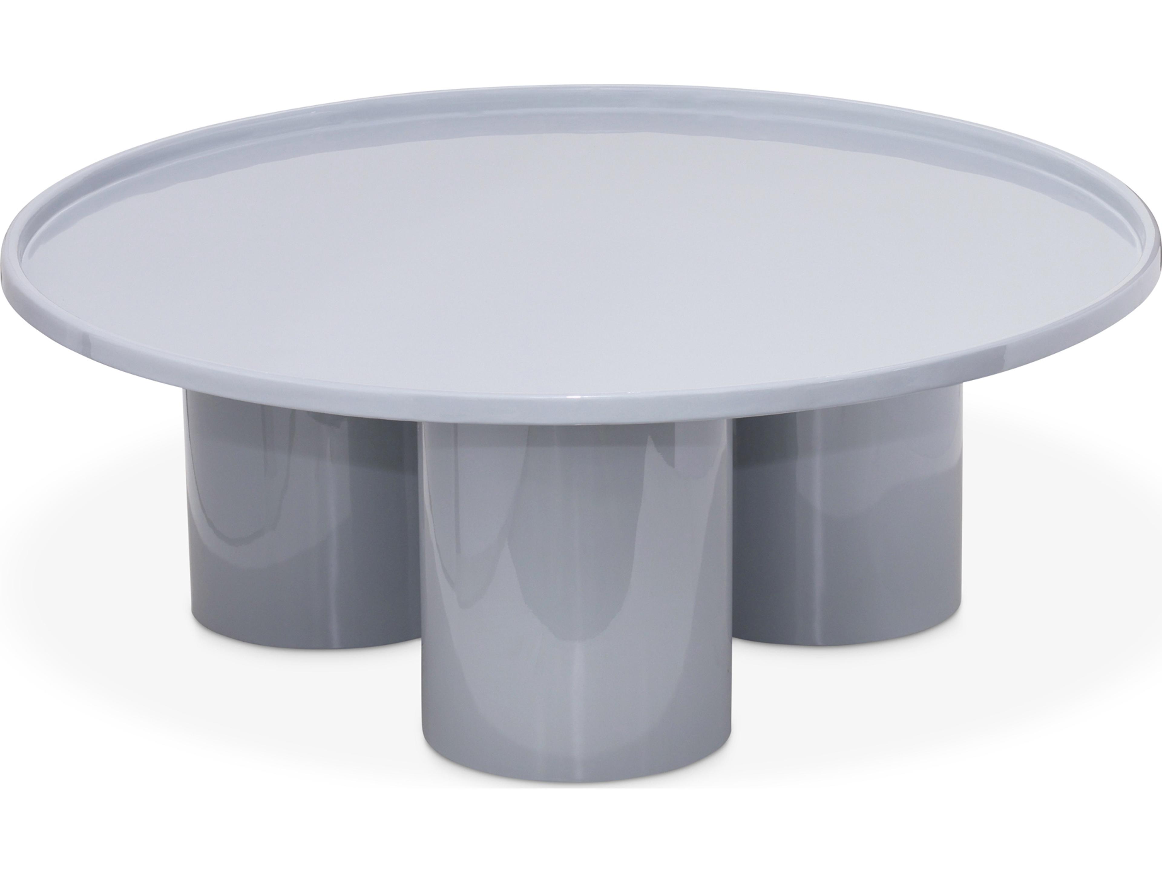 Eclat Round Metal Pearl Blue Coffee Table