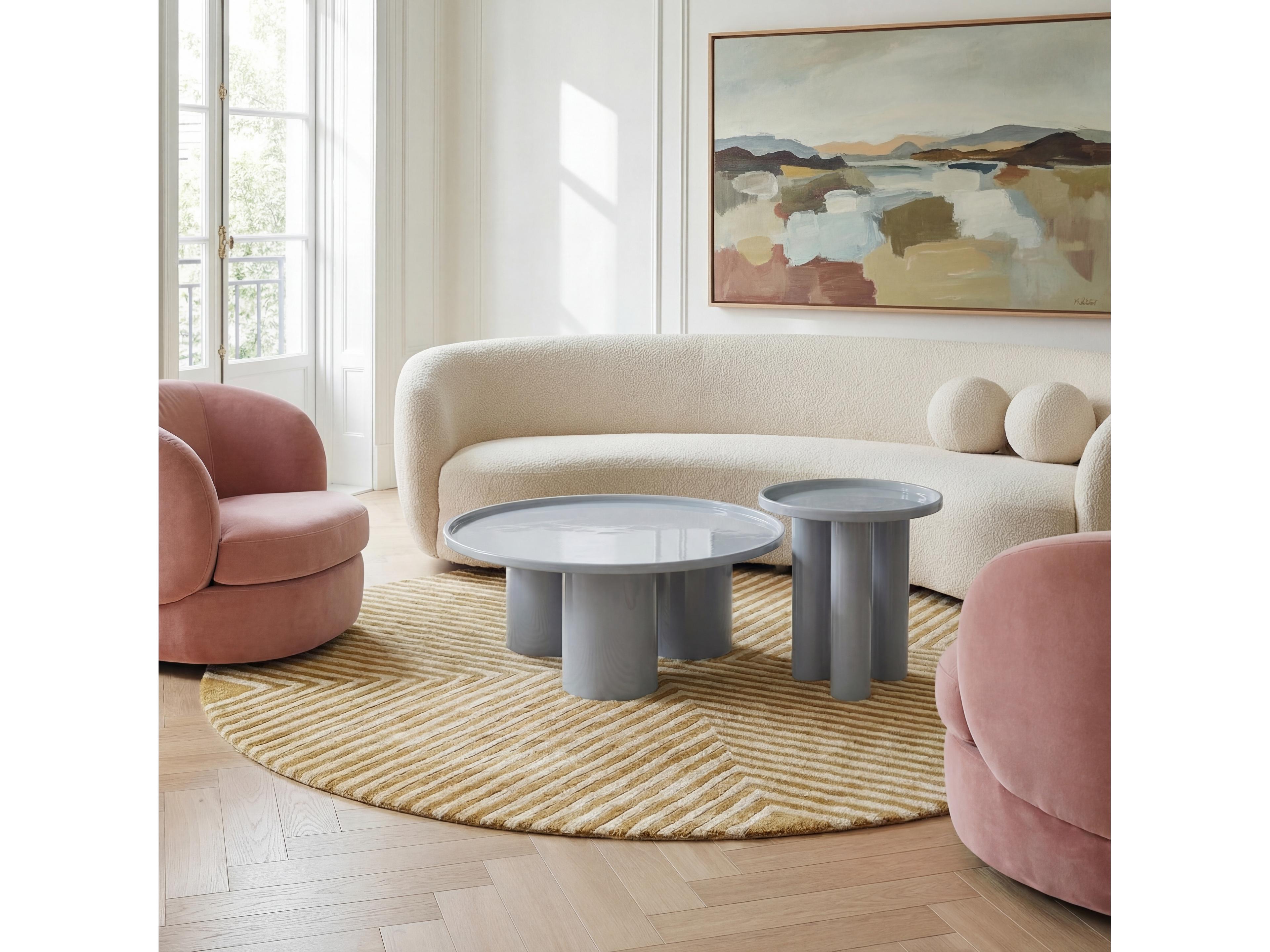 Urbia Eclat Round Metal Pearl Blue Coffee Table