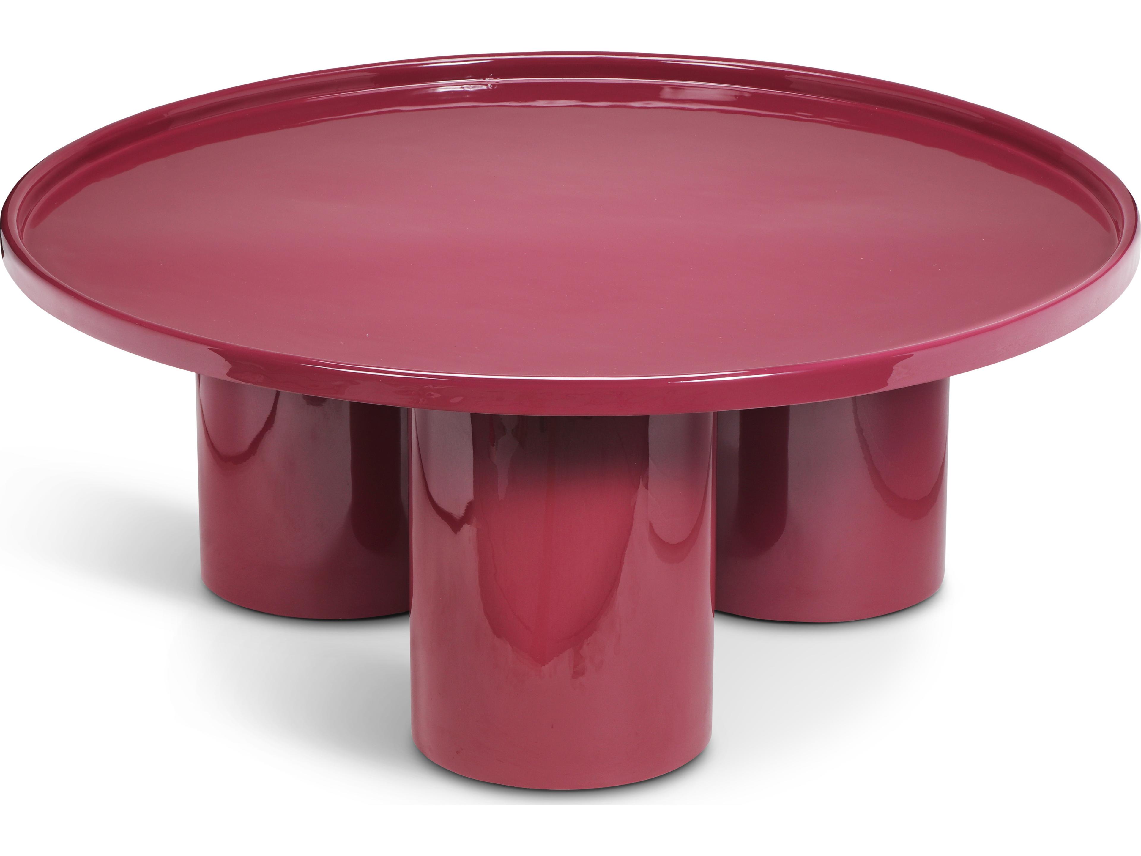 Eclat Sofia Enamel Round Metal Plum Coffee Table