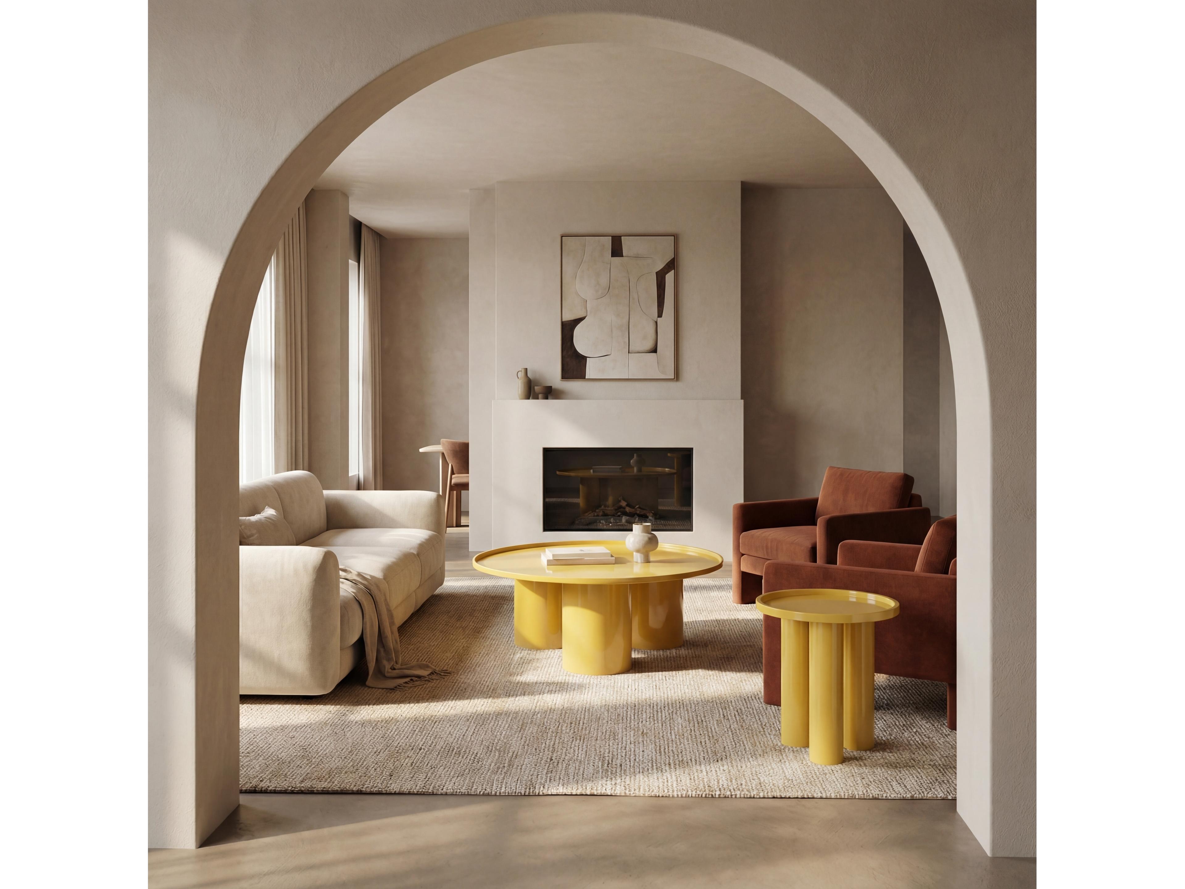 Urbia Eclat Round Metal Yellow Ochre Coffee Table