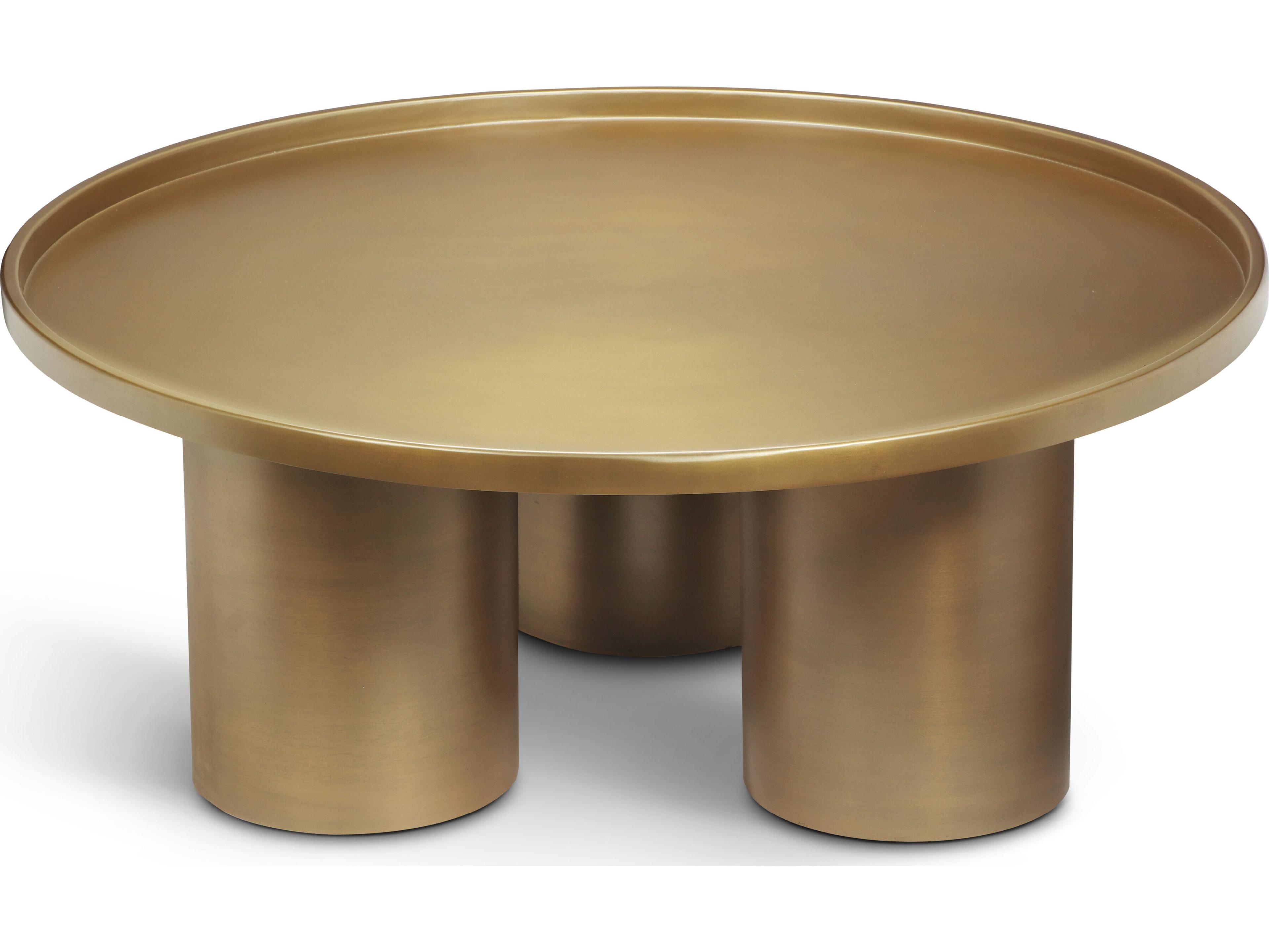 Urbia Eclat Sofia Round Metal Industrial Brass Coffee Table
