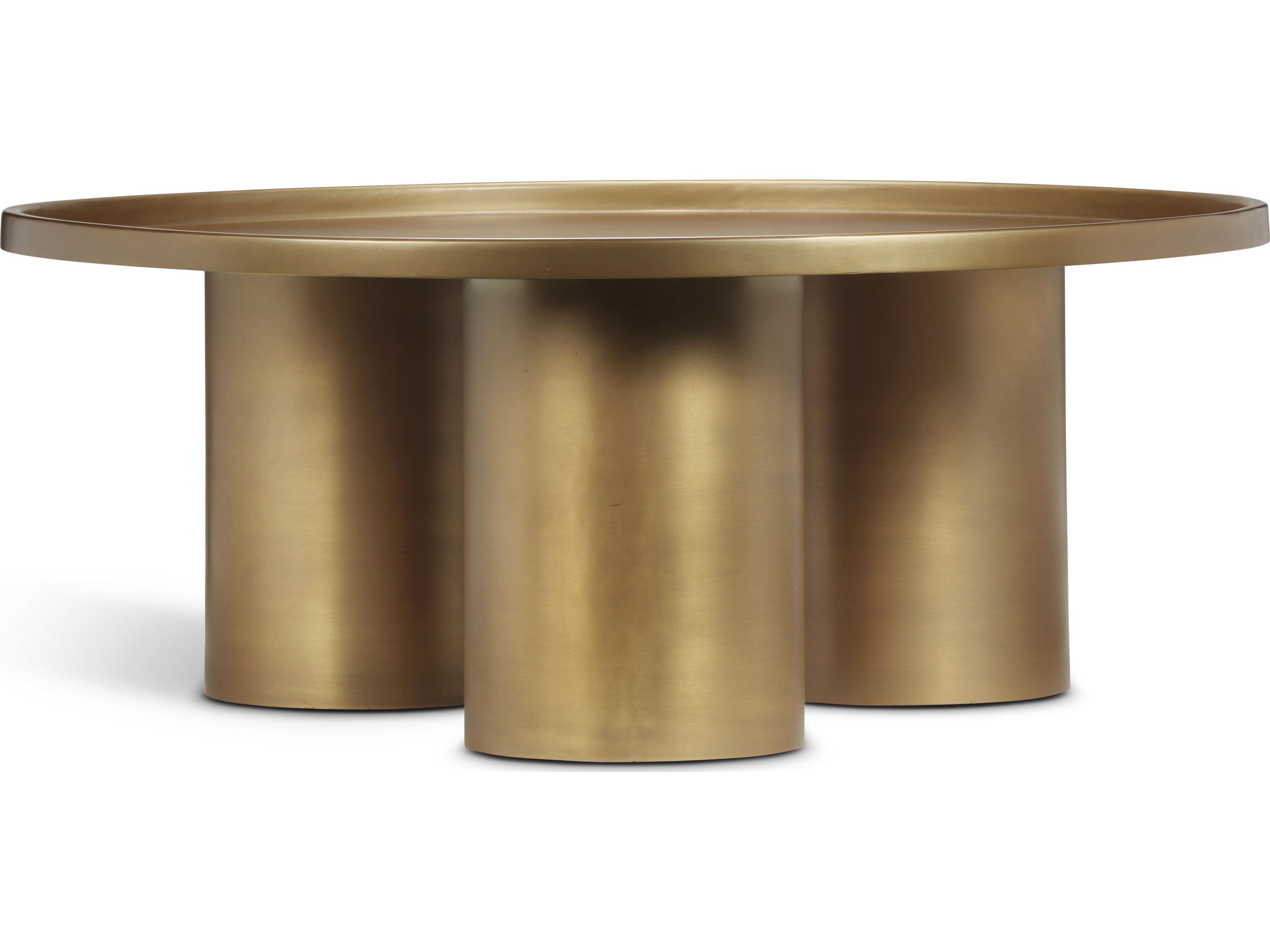 Urbia Eclat Sofia Round Metal Industrial Brass Coffee Table