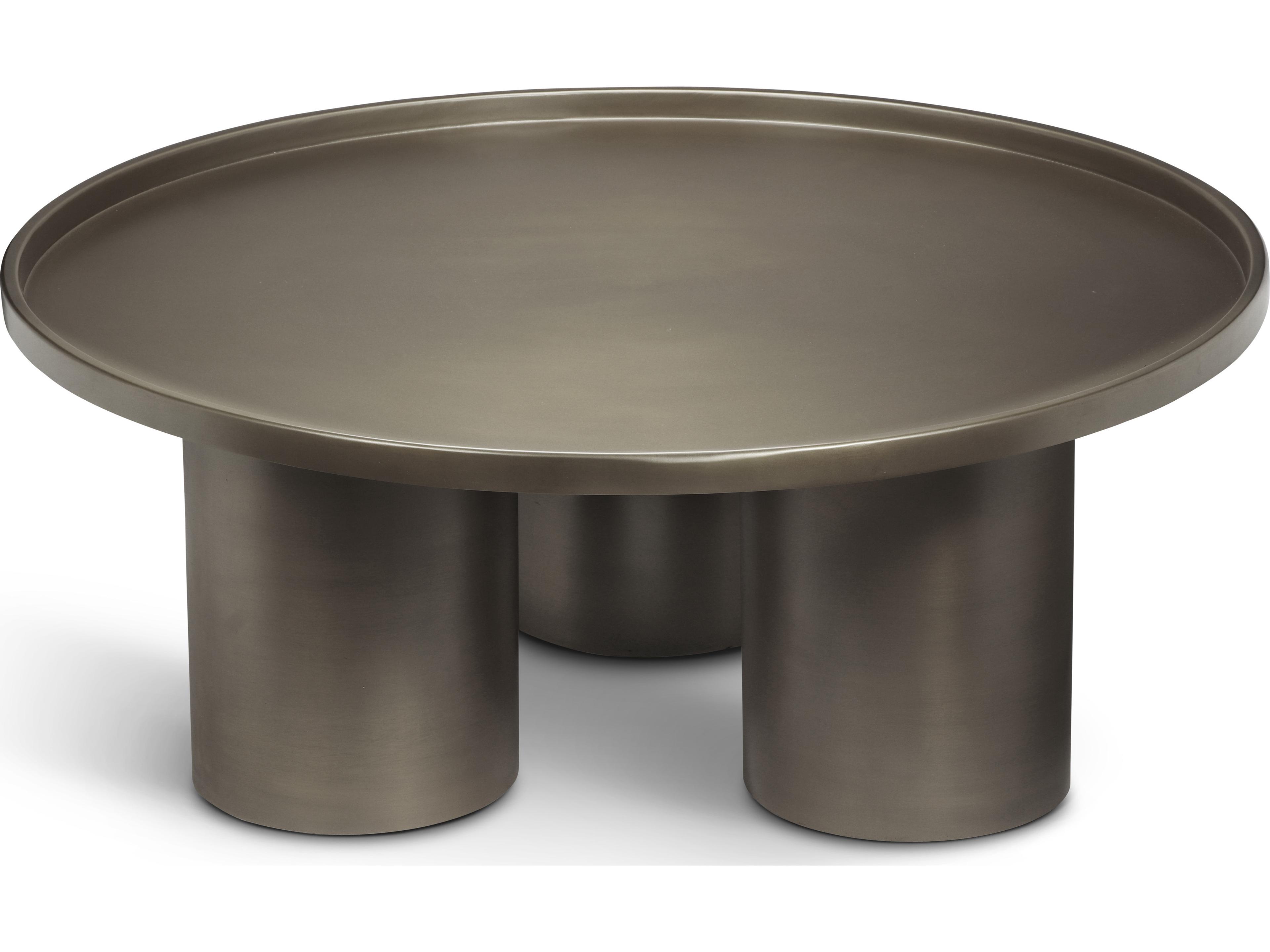 Urbia Eclat Sofia Round Metal Industrial Nickel Coffee Table