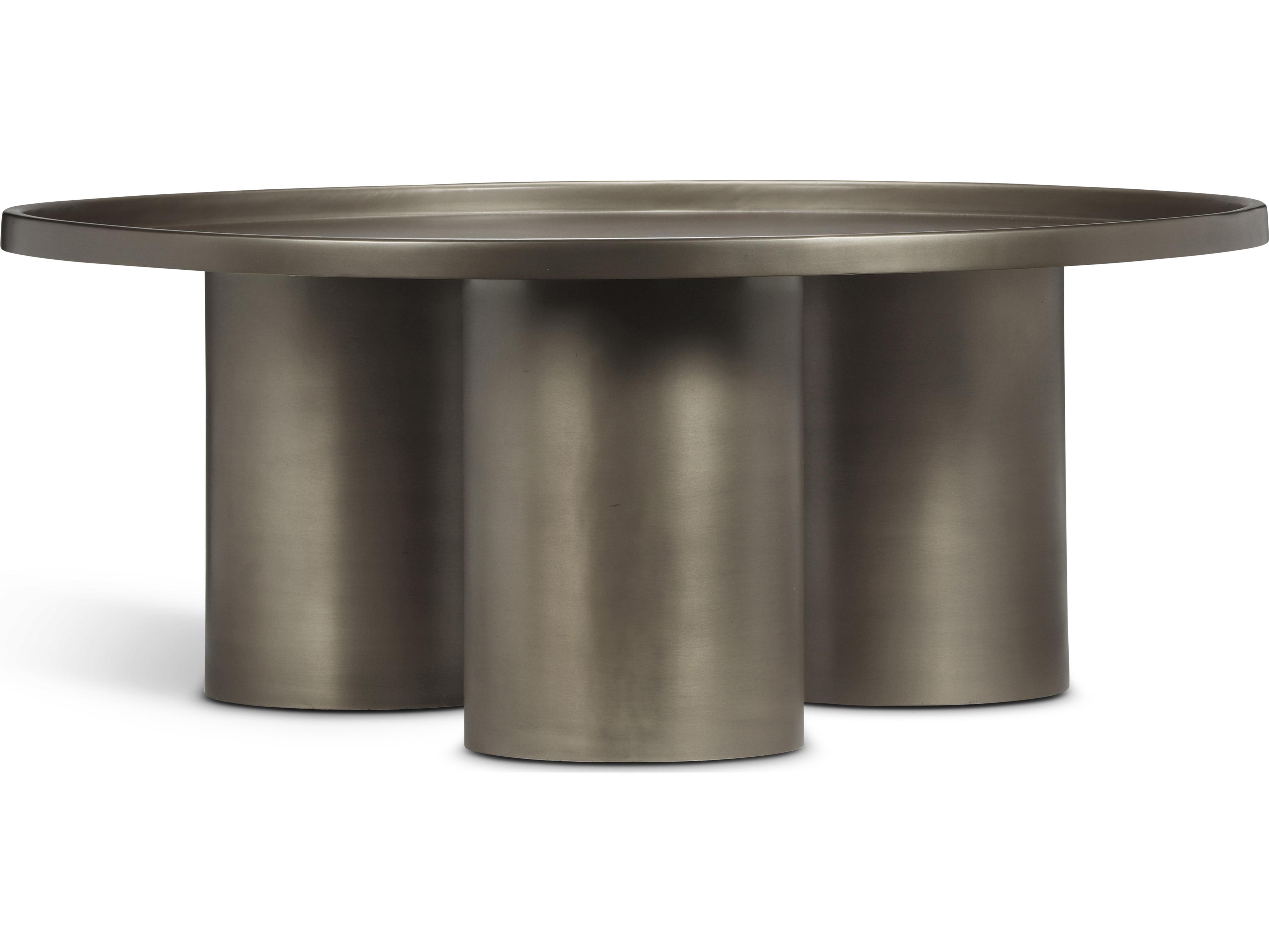 Urbia Eclat Sofia Round Metal Industrial Nickel Coffee Table