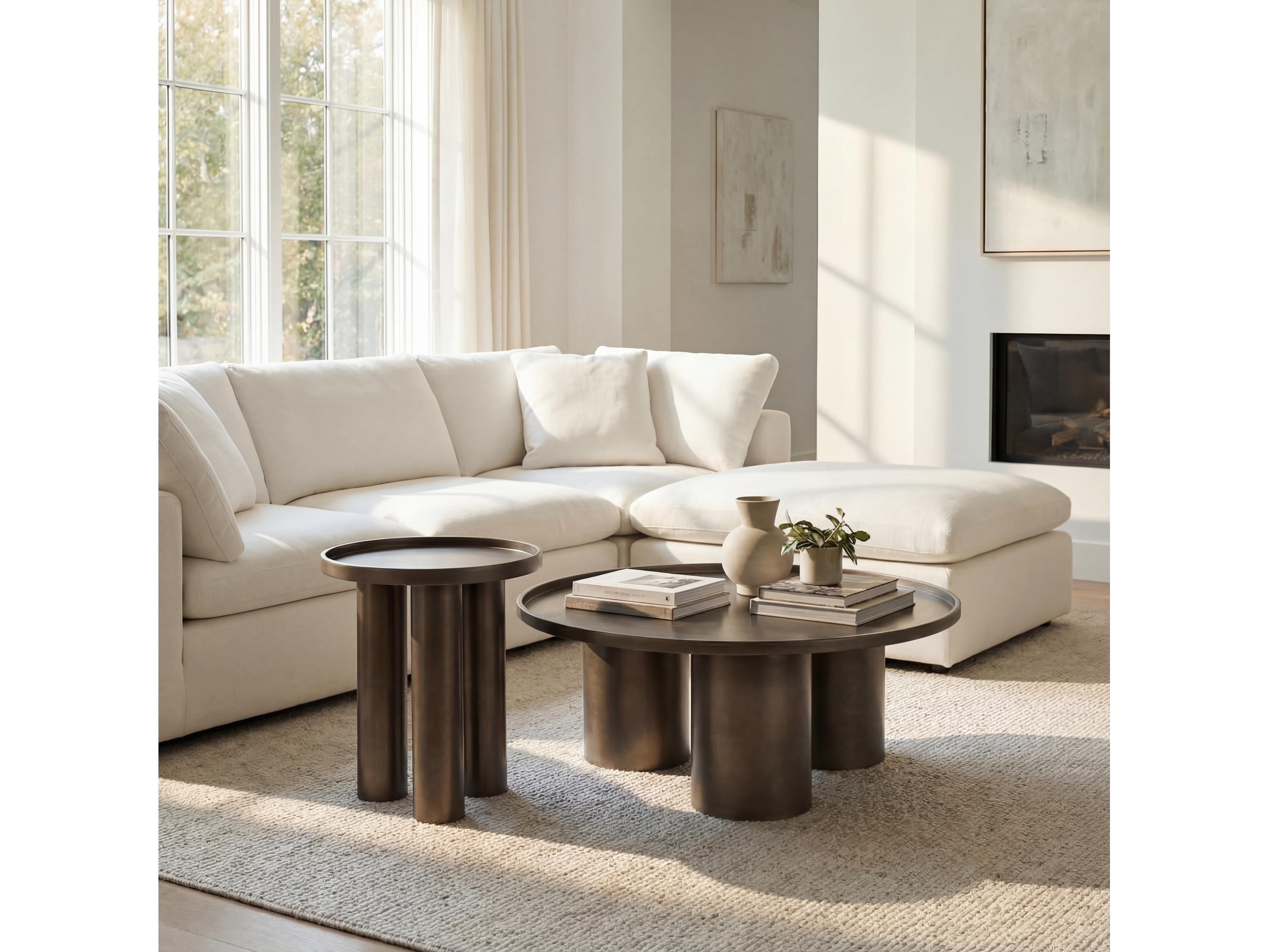 Urbia Eclat Sofia Round Metal Industrial Nickel Coffee Table