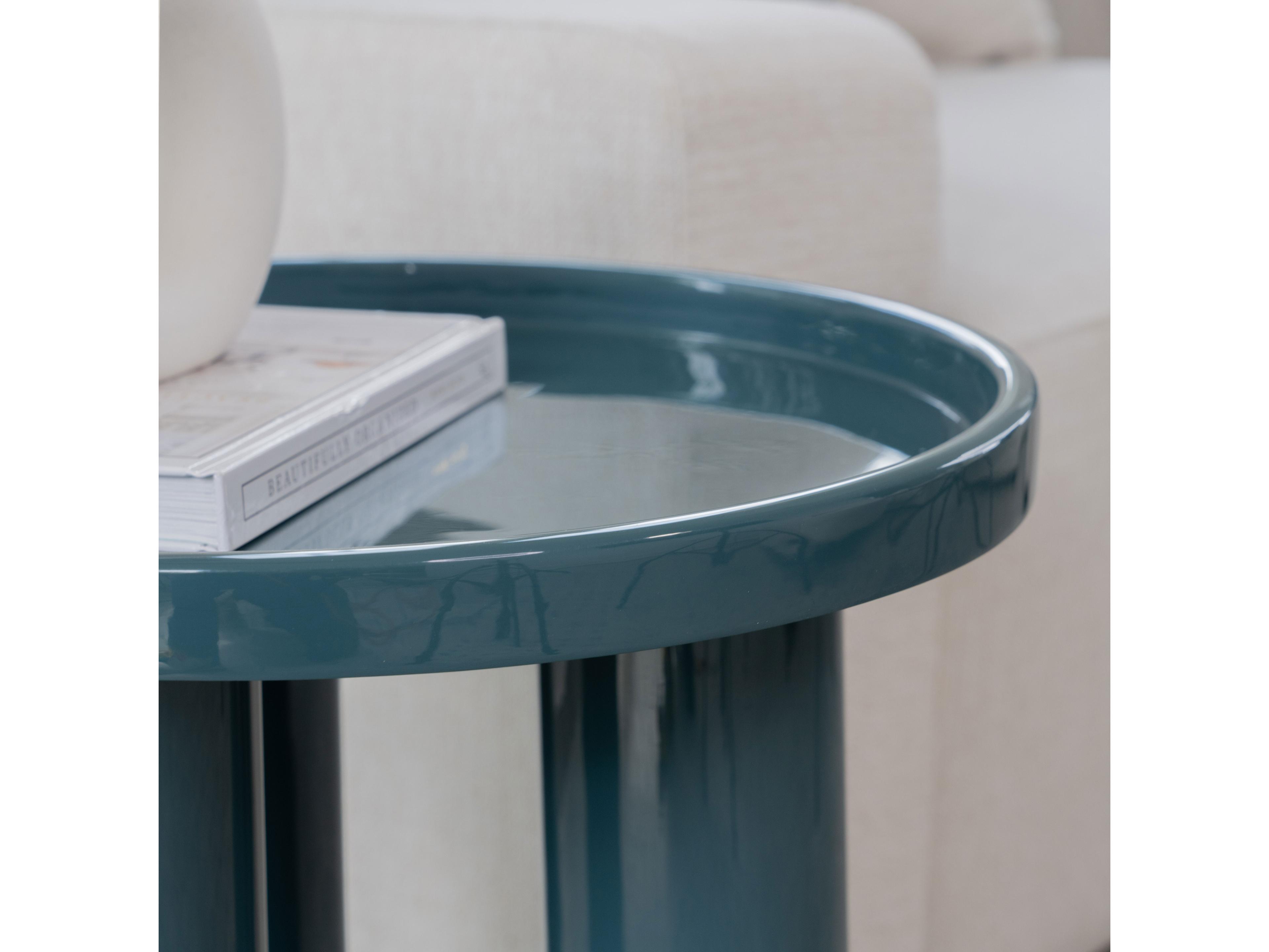 Urbia Eclat Sofia Enamel Round Metal Aegean Teal End Table